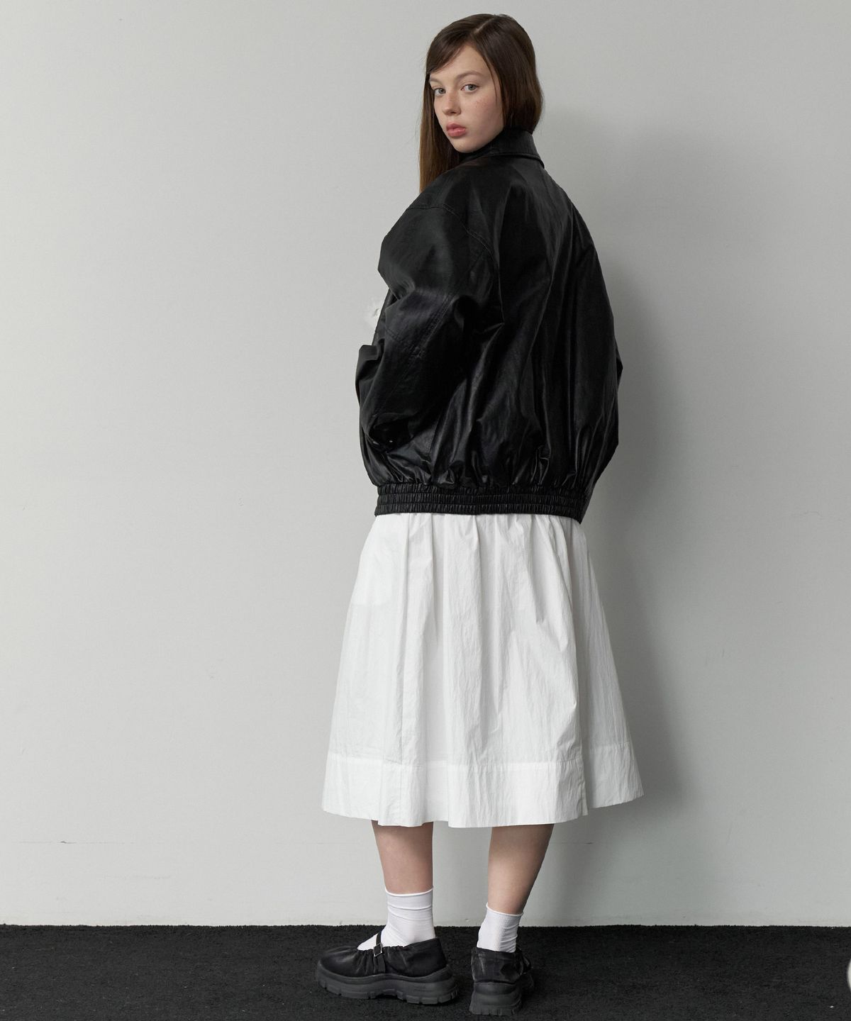 클루니(CLUNY) Core quilting leather blouson jacket - black