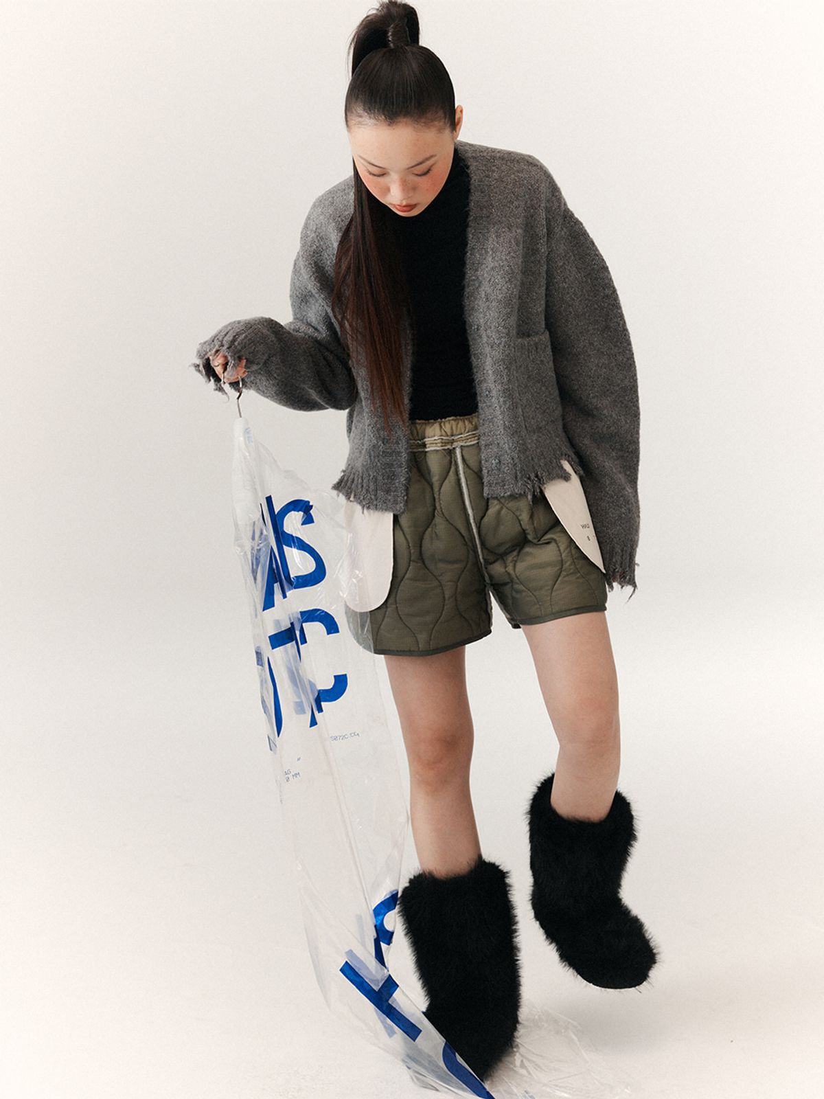 하우스공칠이씨(HAUS072C) EMMA PUFF CARDIGAN GREY
