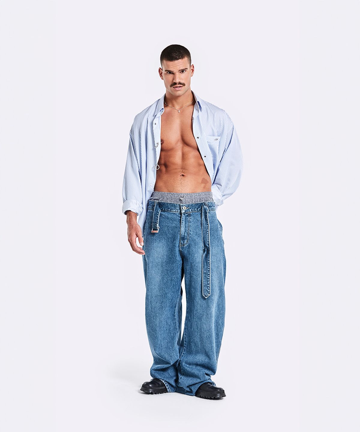 51퍼센트(51PERCENT) Ring Shirt - blue stripe