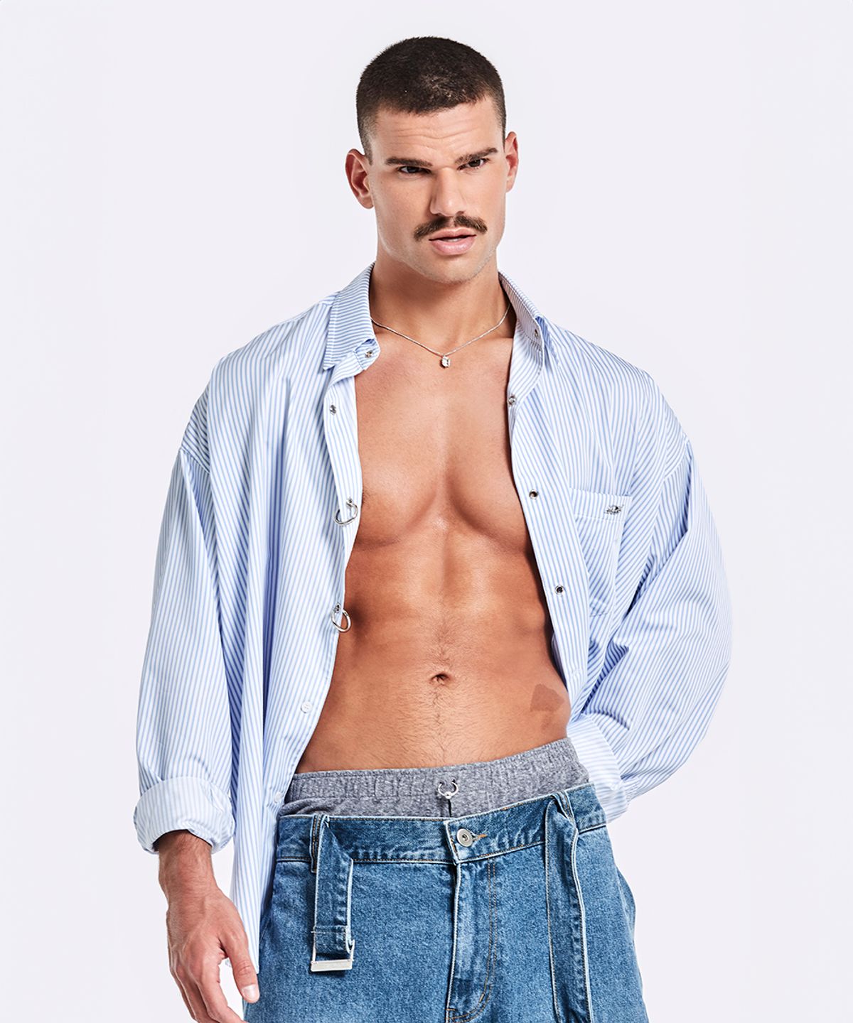 51퍼센트(51PERCENT) Ring Shirt - blue stripe