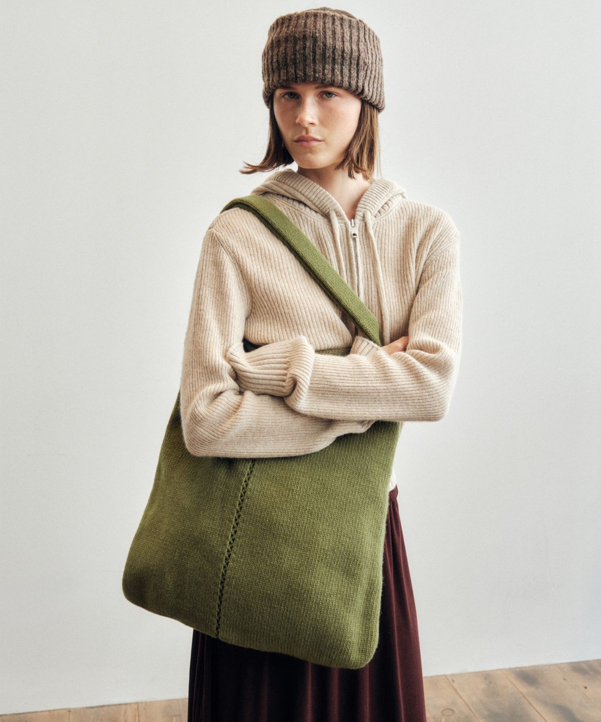 씨타(CITTA) Wool Blended Daily Punching Knit Bag_CTA936(Olive)