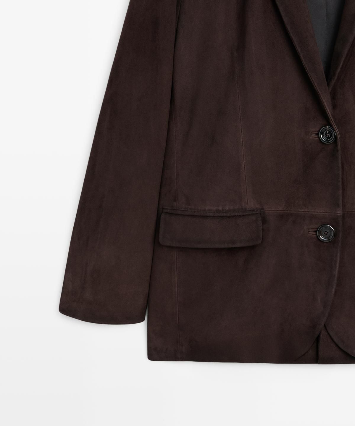 마시모두띠(MASSIMO DUTTI) 스웨이드 레더 블레이저