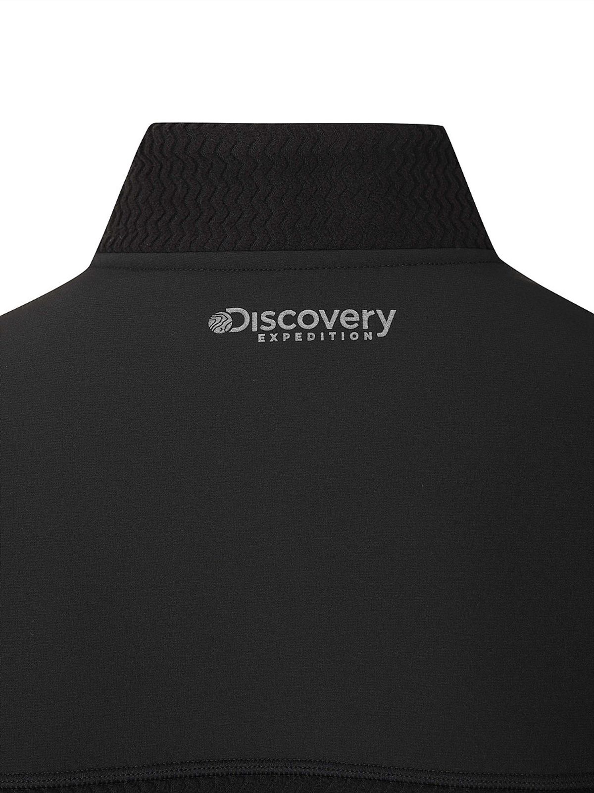 디스커버리 익스페디션(DISCOVERY EXPEDITION) 남성 자가드 플리스 반집업 티셔츠 (BLACK)