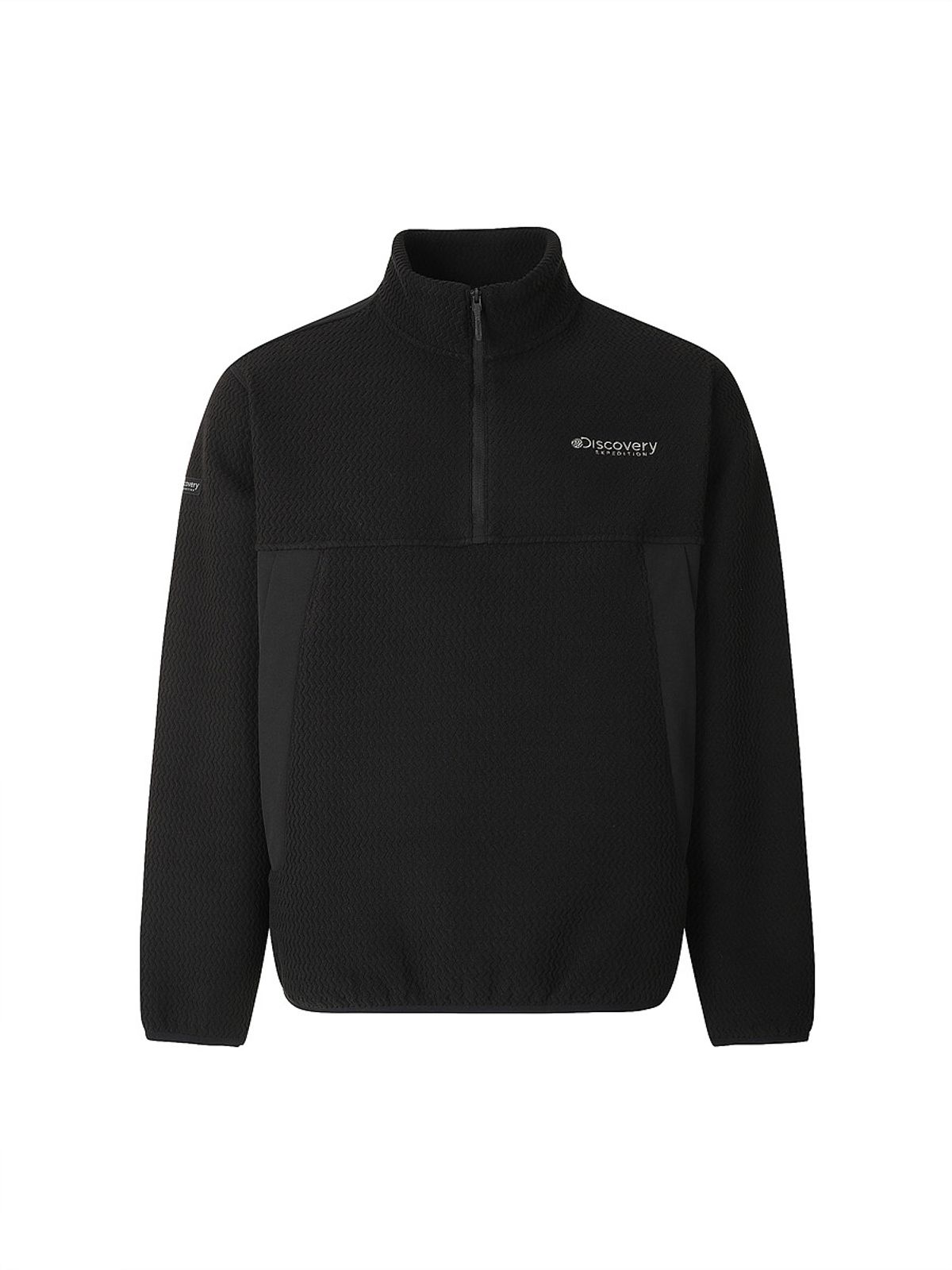 디스커버리 익스페디션(DISCOVERY EXPEDITION) 남성 자가드 플리스 반집업 티셔츠 (BLACK)