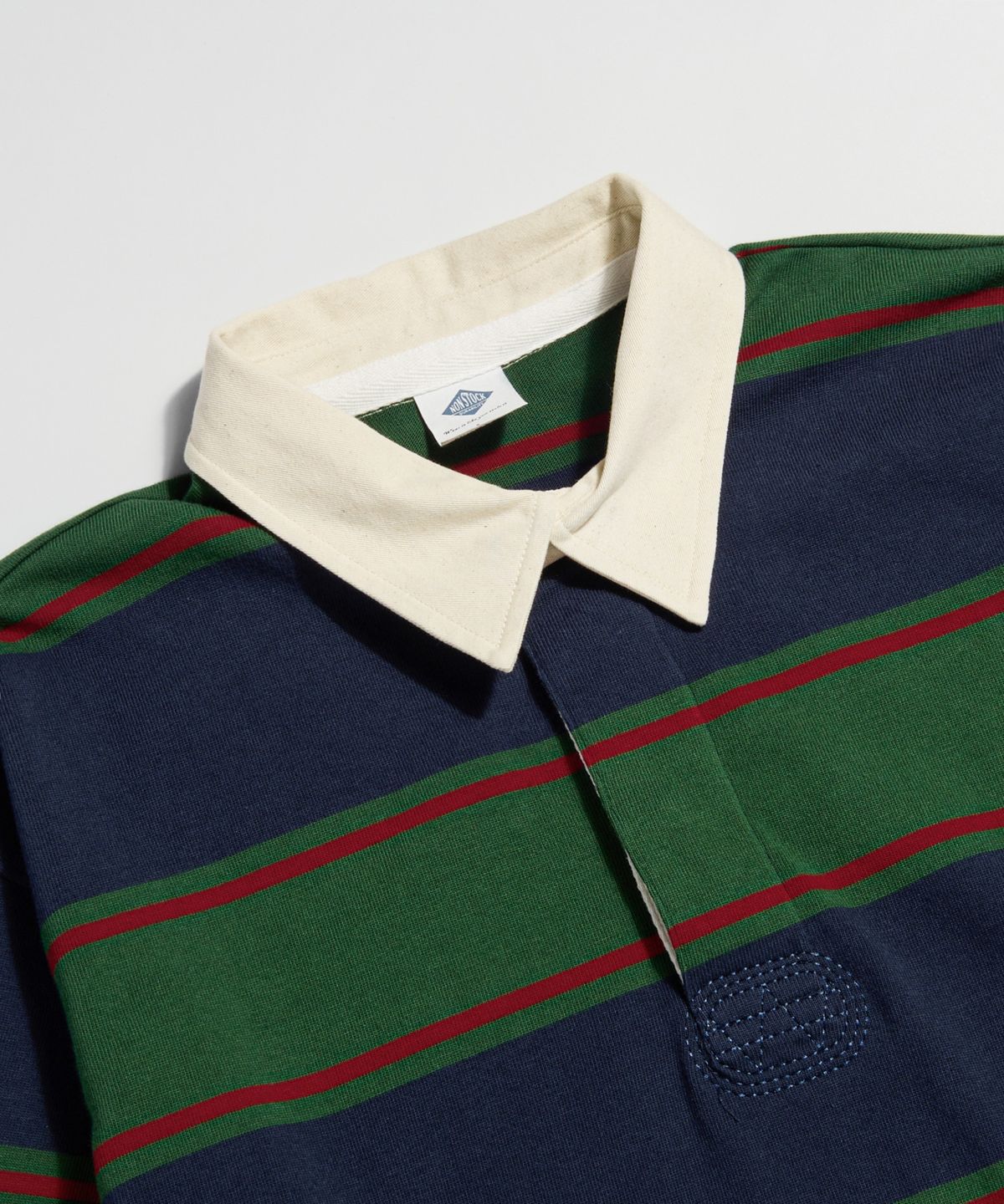 브론슨(BRONSON) Classic Fit Striped Jersey Rugby Shirt Green/Navy/Red