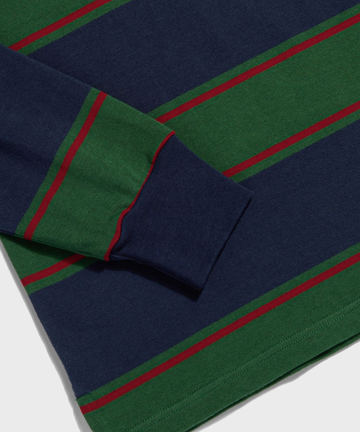 브론슨(BRONSON) Classic Fit Striped Jersey Rugby Shirt Green/Navy/Red