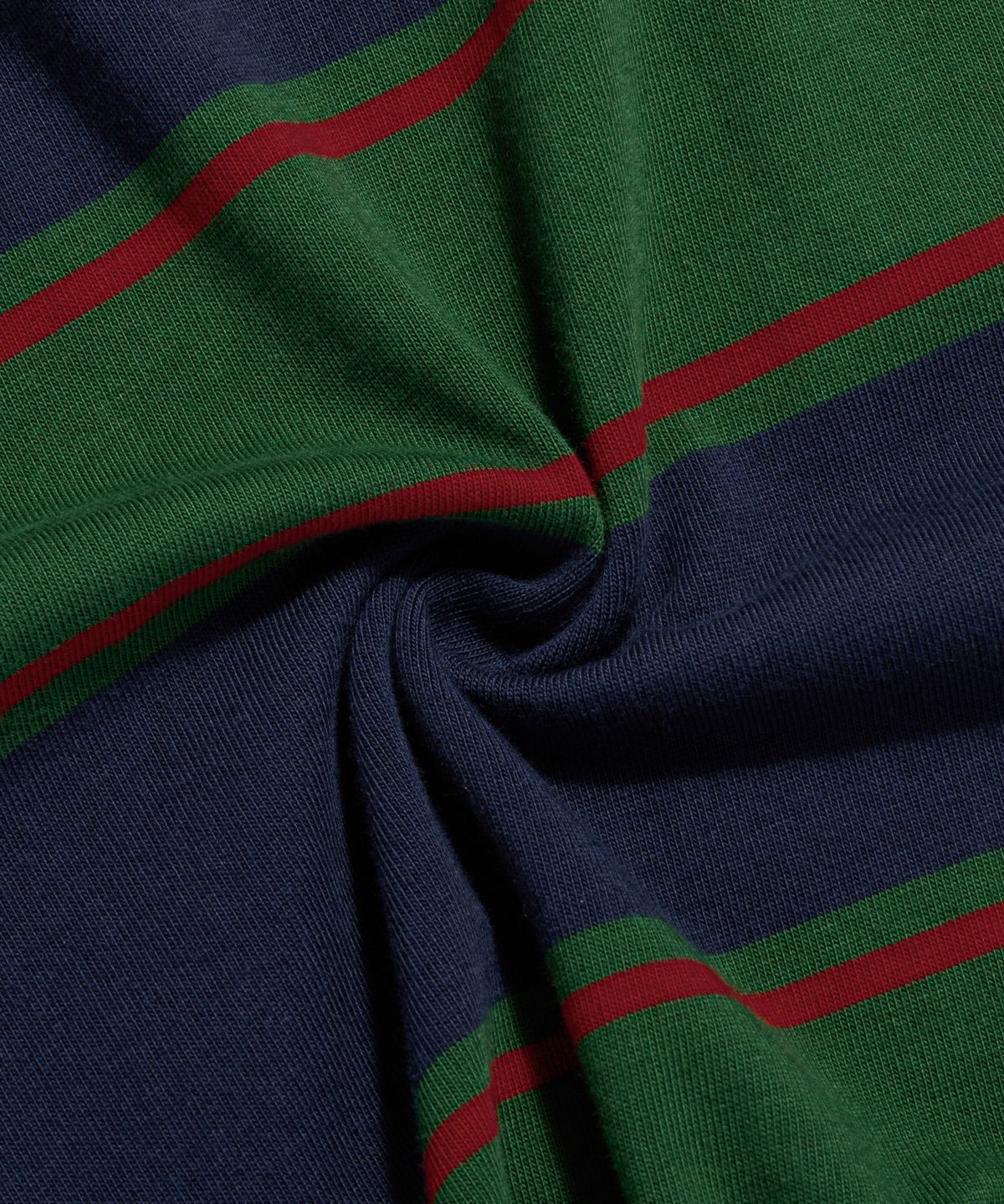 브론슨(BRONSON) Classic Fit Striped Jersey Rugby Shirt Green/Navy/Red
