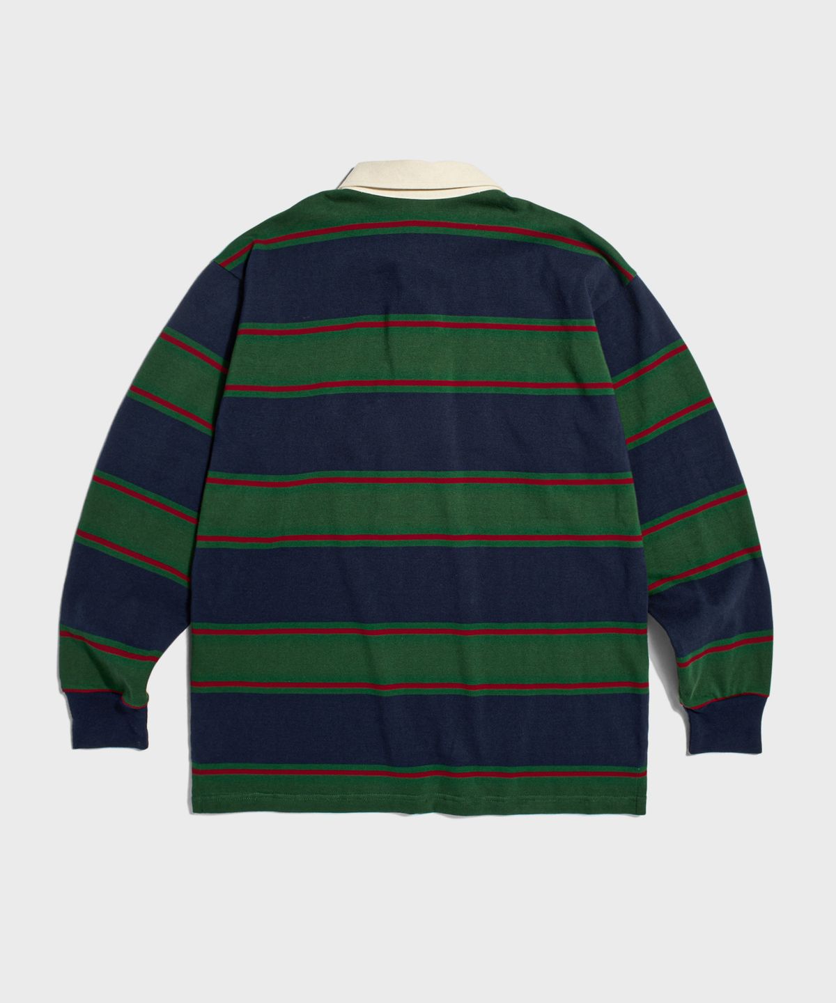 브론슨(BRONSON) Classic Fit Striped Jersey Rugby Shirt Green/Navy/Red
