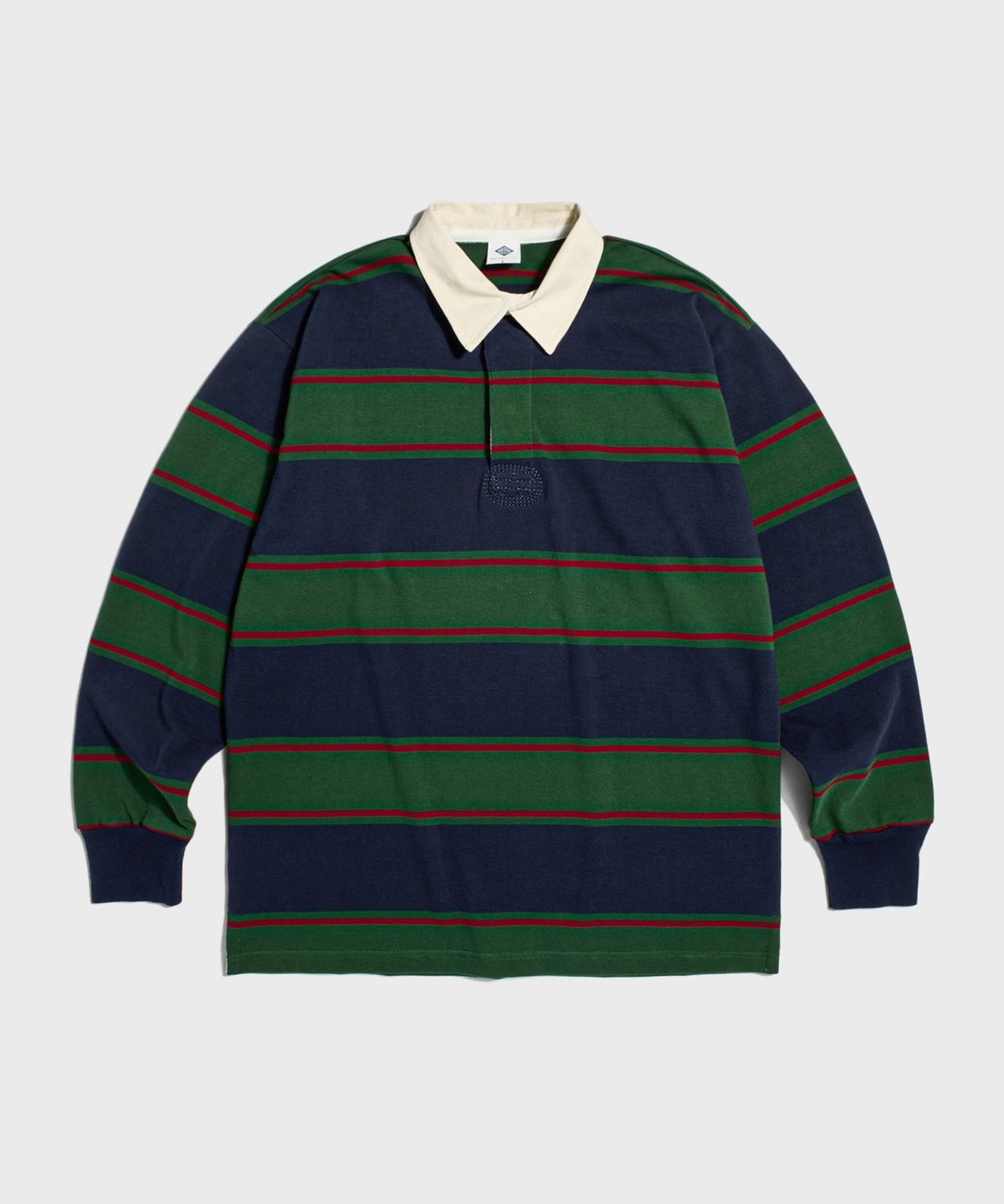 브론슨(BRONSON) Classic Fit Striped Jersey Rugby Shirt Green/Navy/Red