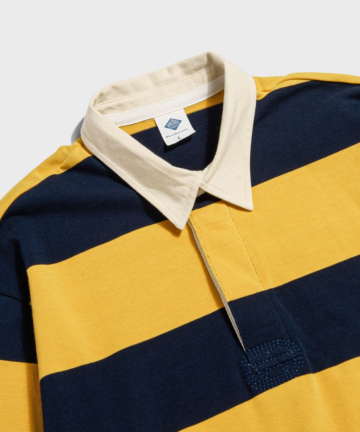 브론슨(BRONSON) Classic Fit Striped Jersey Rugby Shirt Yellow/Navy