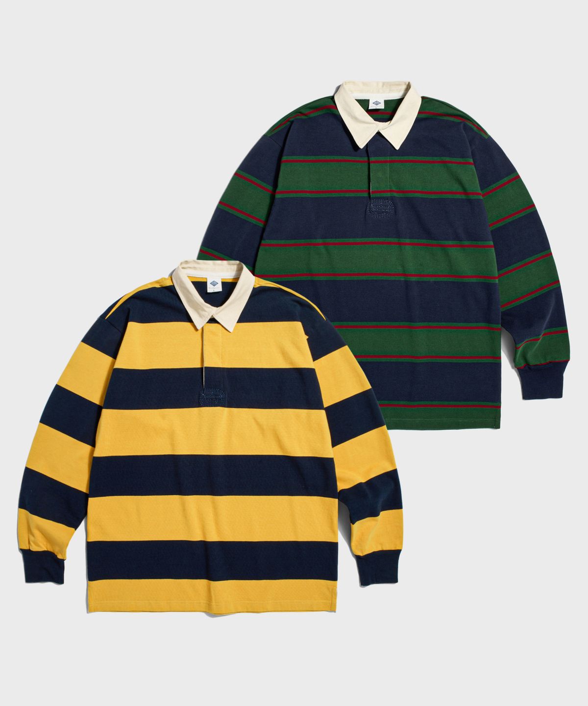 브론슨(BRONSON) Classic Fit Striped Jersey Rugby Shirt Yellow/Navy