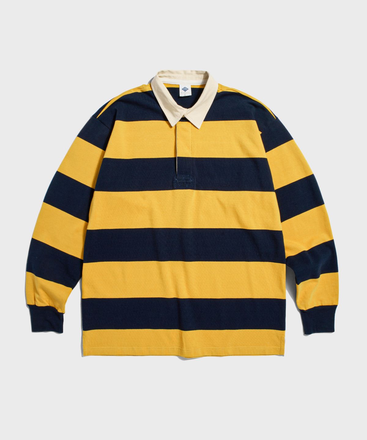 브론슨(BRONSON) Classic Fit Striped Jersey Rugby Shirt Yellow/Navy