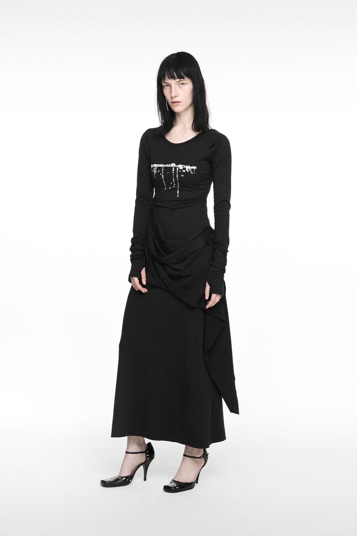 나체(NACHE) DROP MAXI DRESS BLACK