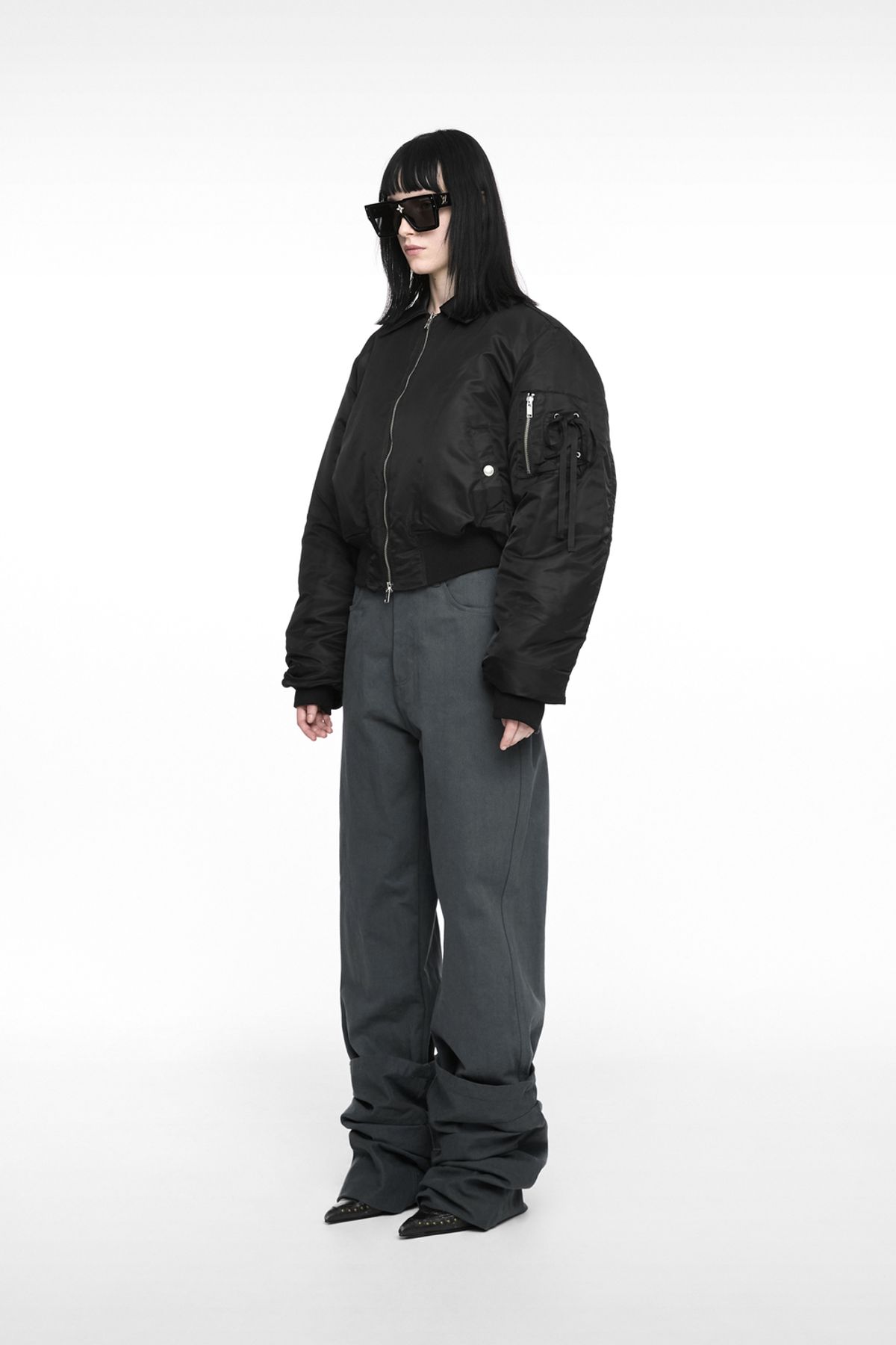 나체(NACHE) CROPPED BOMBER JACKET (UNISEX) BURGUNDY