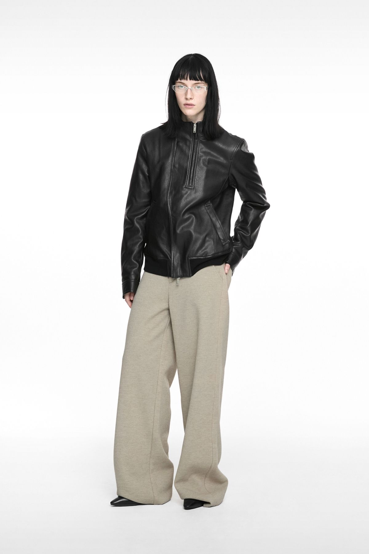 나체(NACHE) RIDER LEATHER SHEARLING JACKET (UNISEX) BLACK