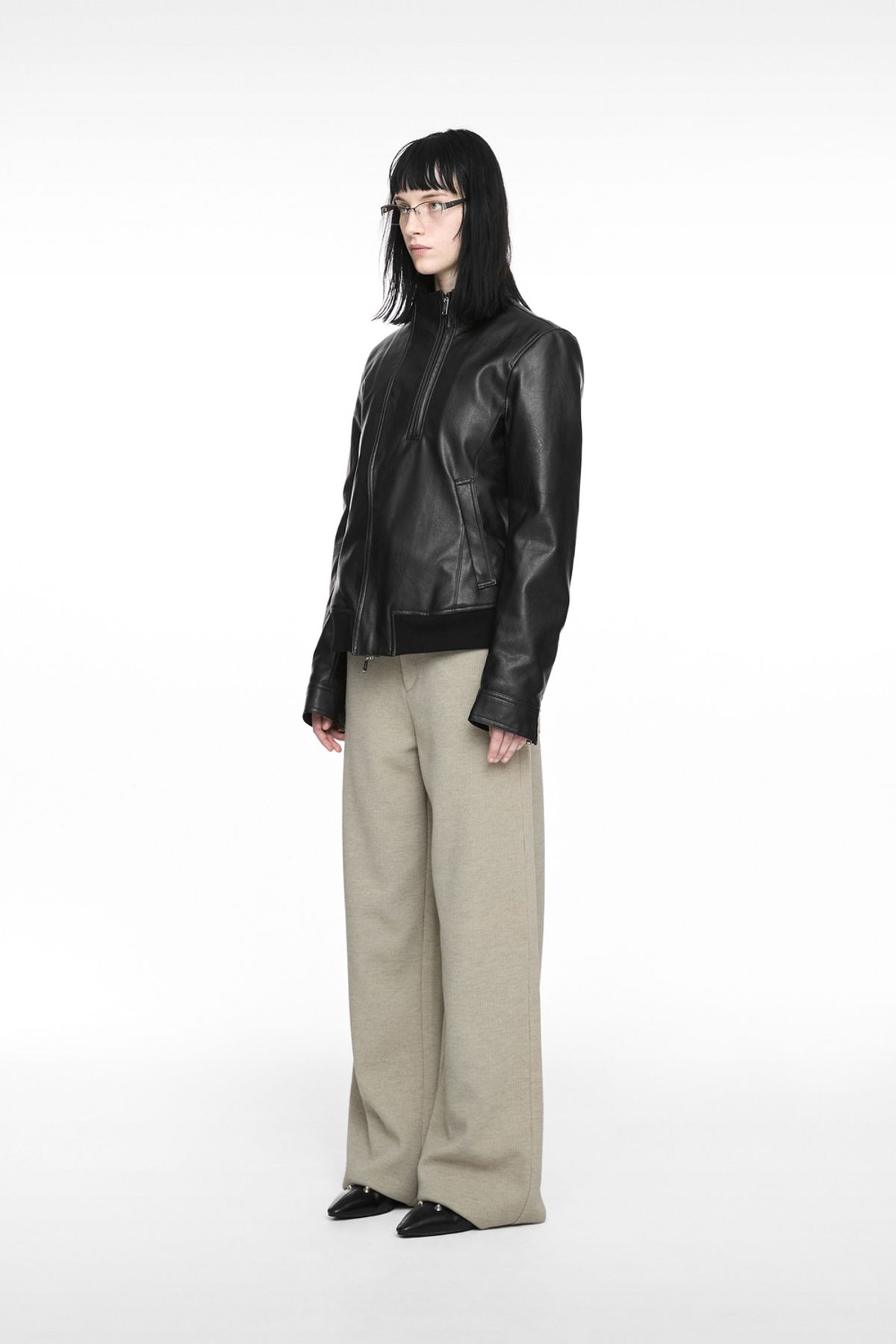 나체(NACHE) RIDER LEATHER SHEARLING JACKET (UNISEX) BLACK