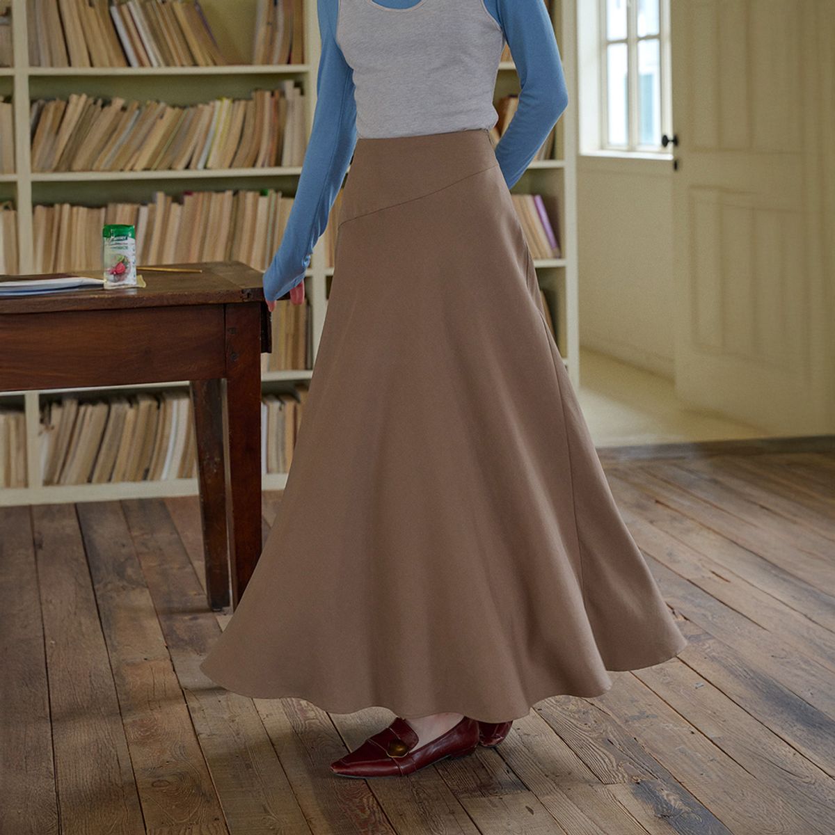 심플레트로(SIMPLE RETRO) SR_Drape diagonal skirt