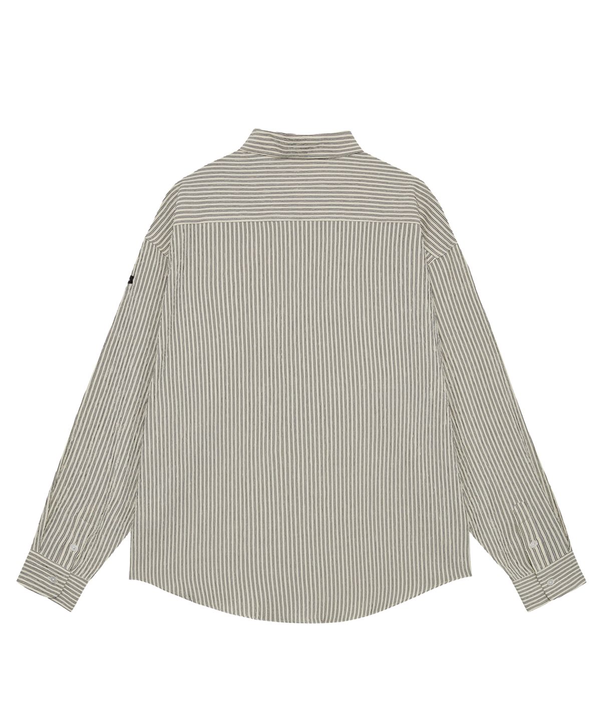 누프에블루(NEUFETBLEU) NEB seersucker stripe shirts (gray)