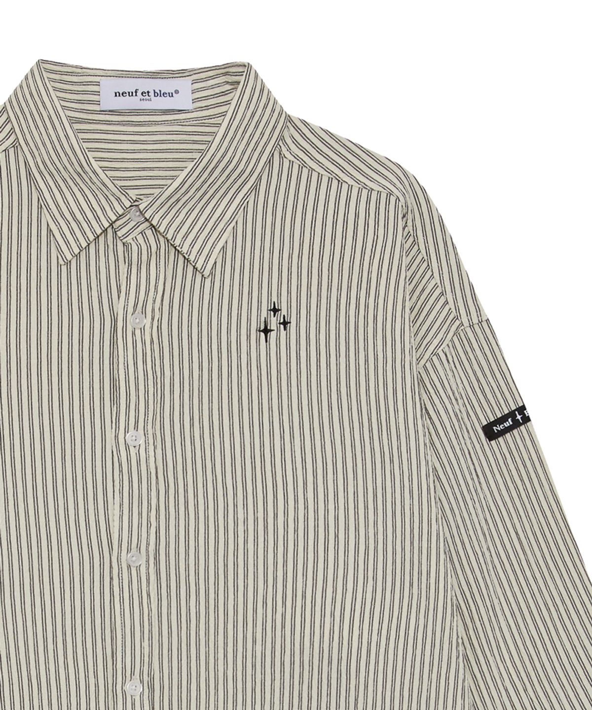 누프에블루(NEUFETBLEU) NEB seersucker stripe shirts (gray)