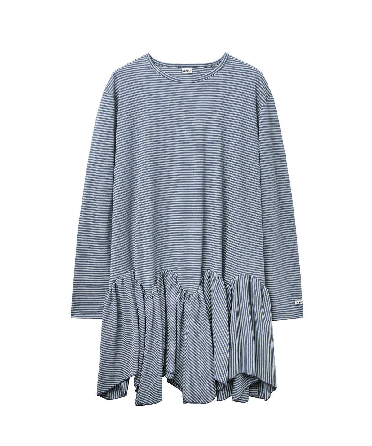 렌세(RENSE) Unbalance Flare Long T-shirt Blue Stripe