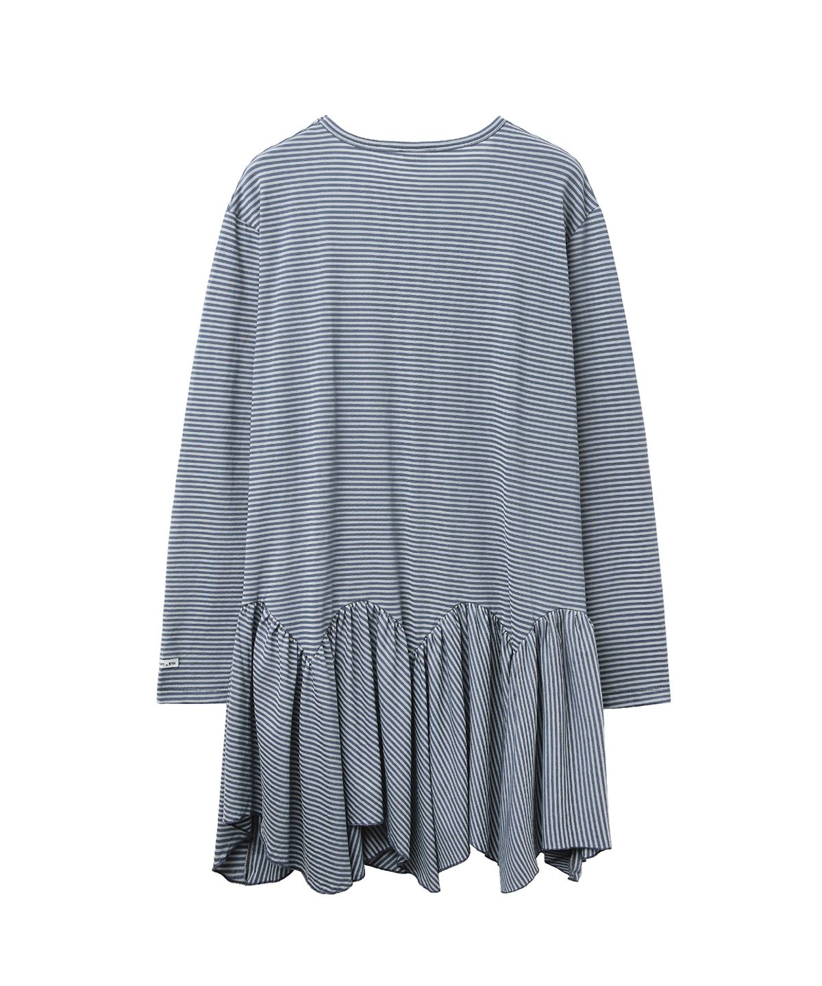 렌세(RENSE) Unbalance Flare Long T-shirt Blue Stripe