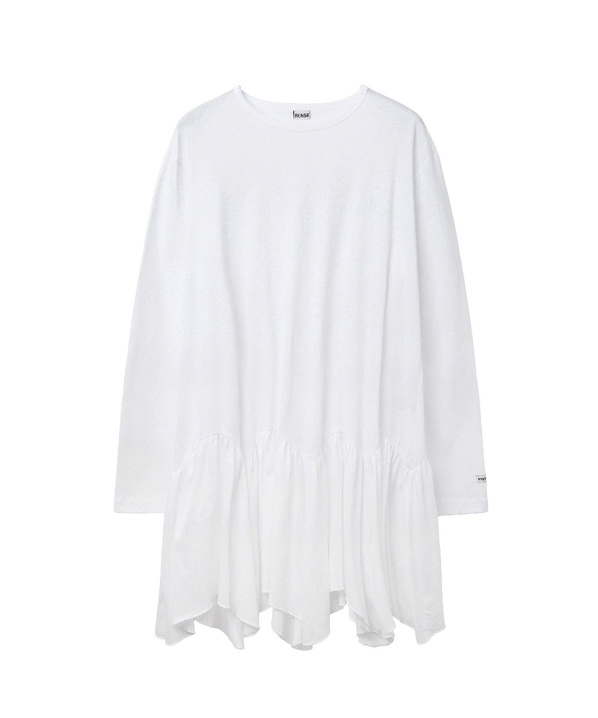 렌세(RENSE) Unbalance Flare Long T-shirt White