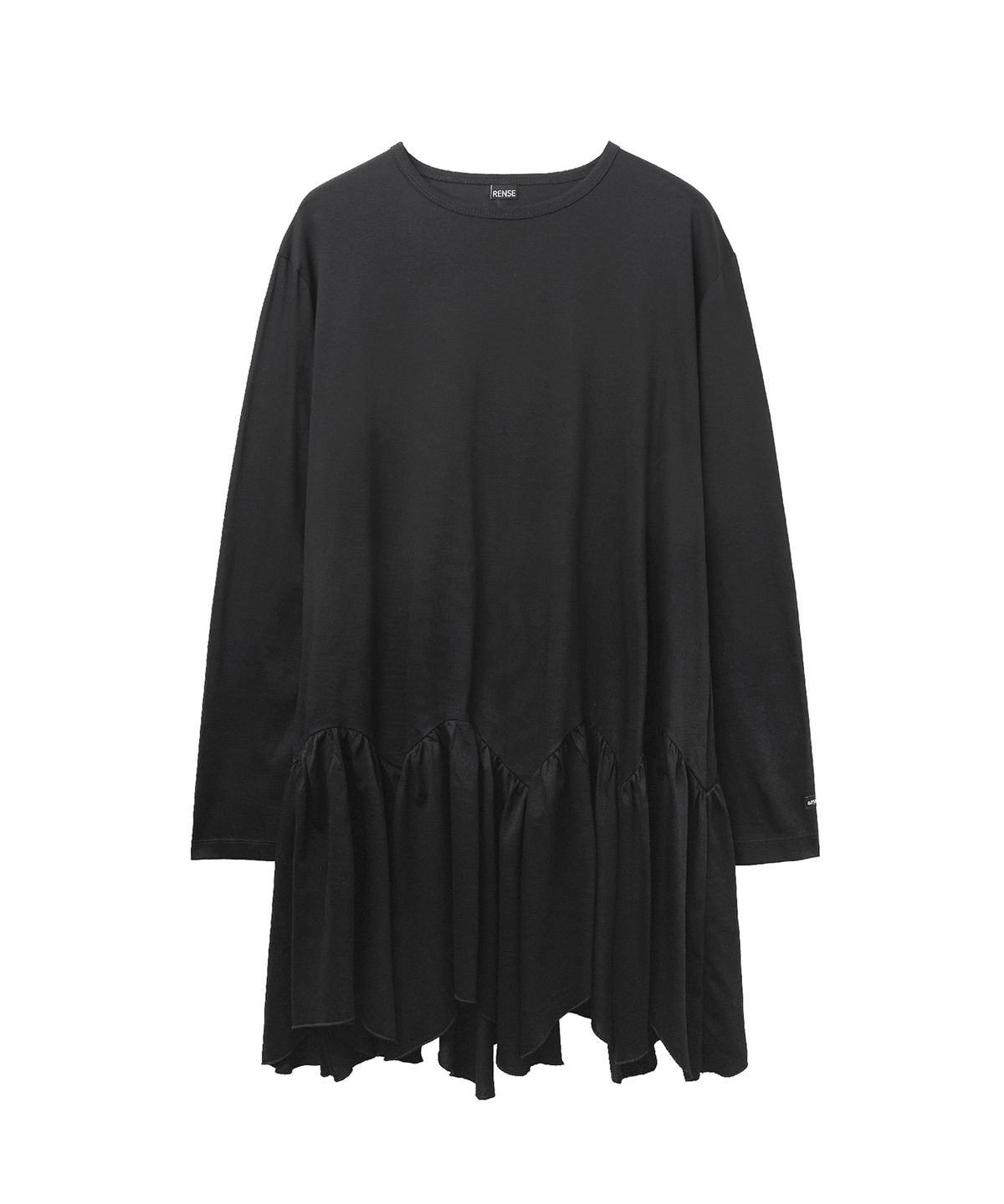 렌세(RENSE) Unbalance Flare Long T-shirt Black