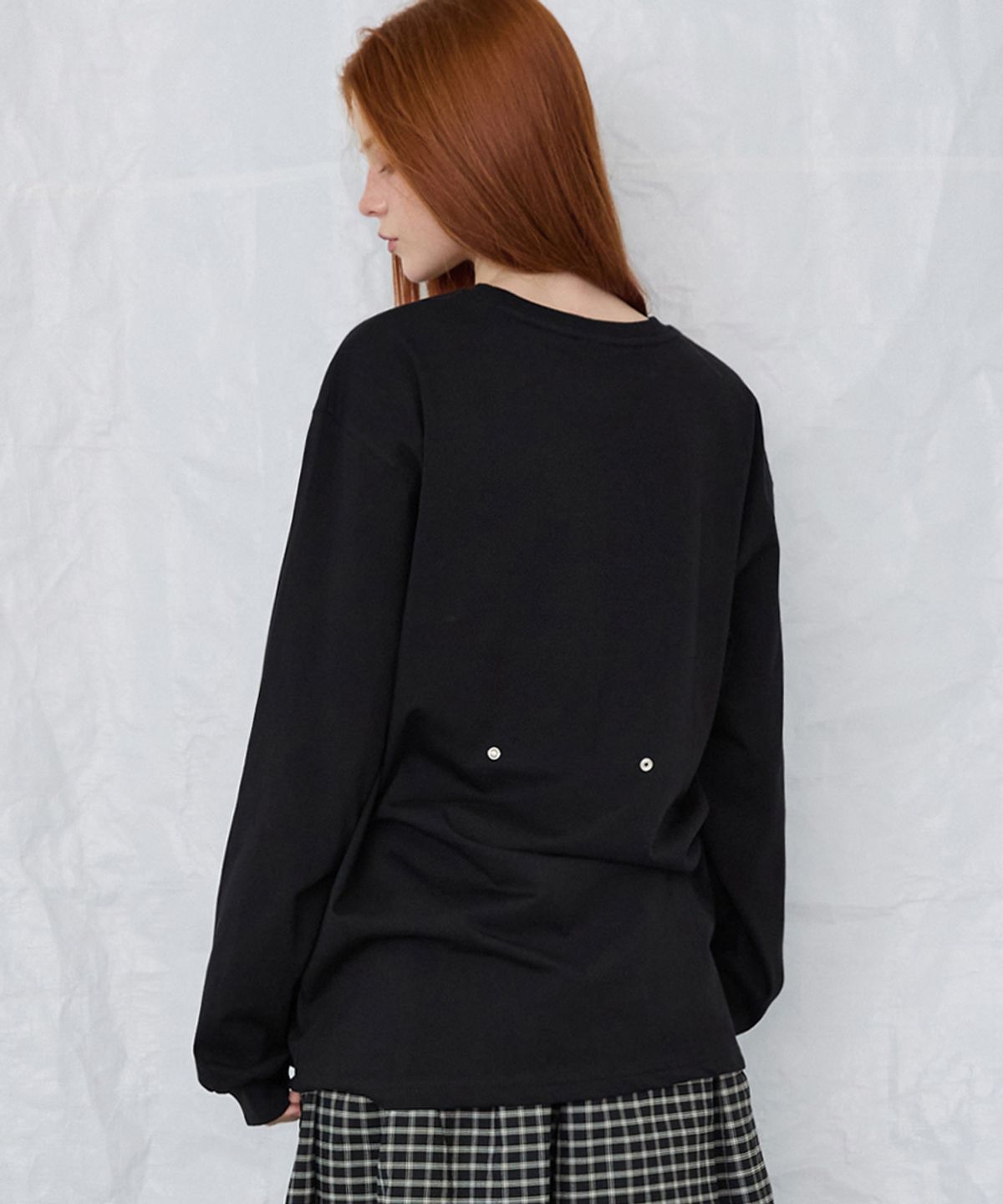렌세(RENSE) Snap Button Oversize Tee Black
