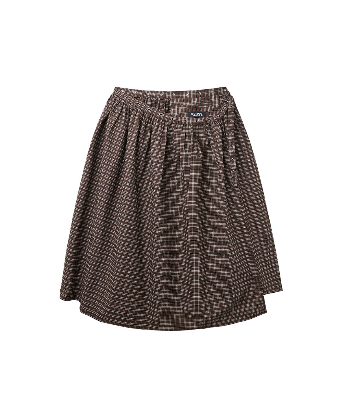 렌세(RENSE) Eyelet Layered Skirt Brown Check