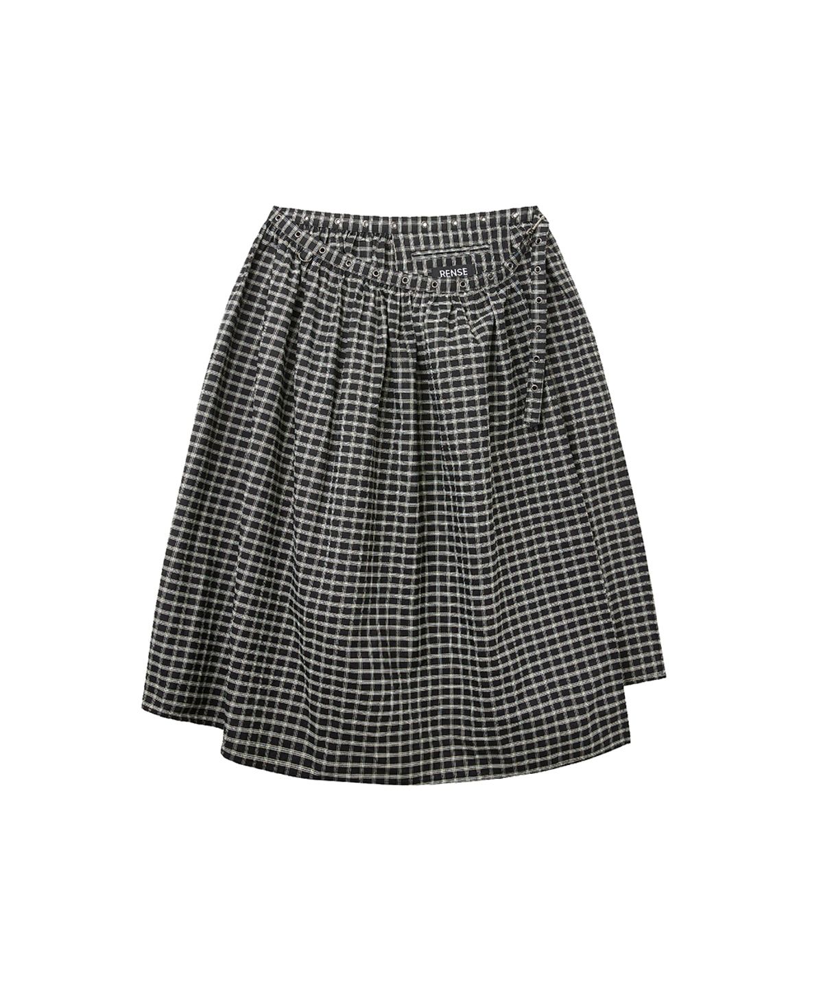 렌세(RENSE) Eyelet Layered Skirt Black Check