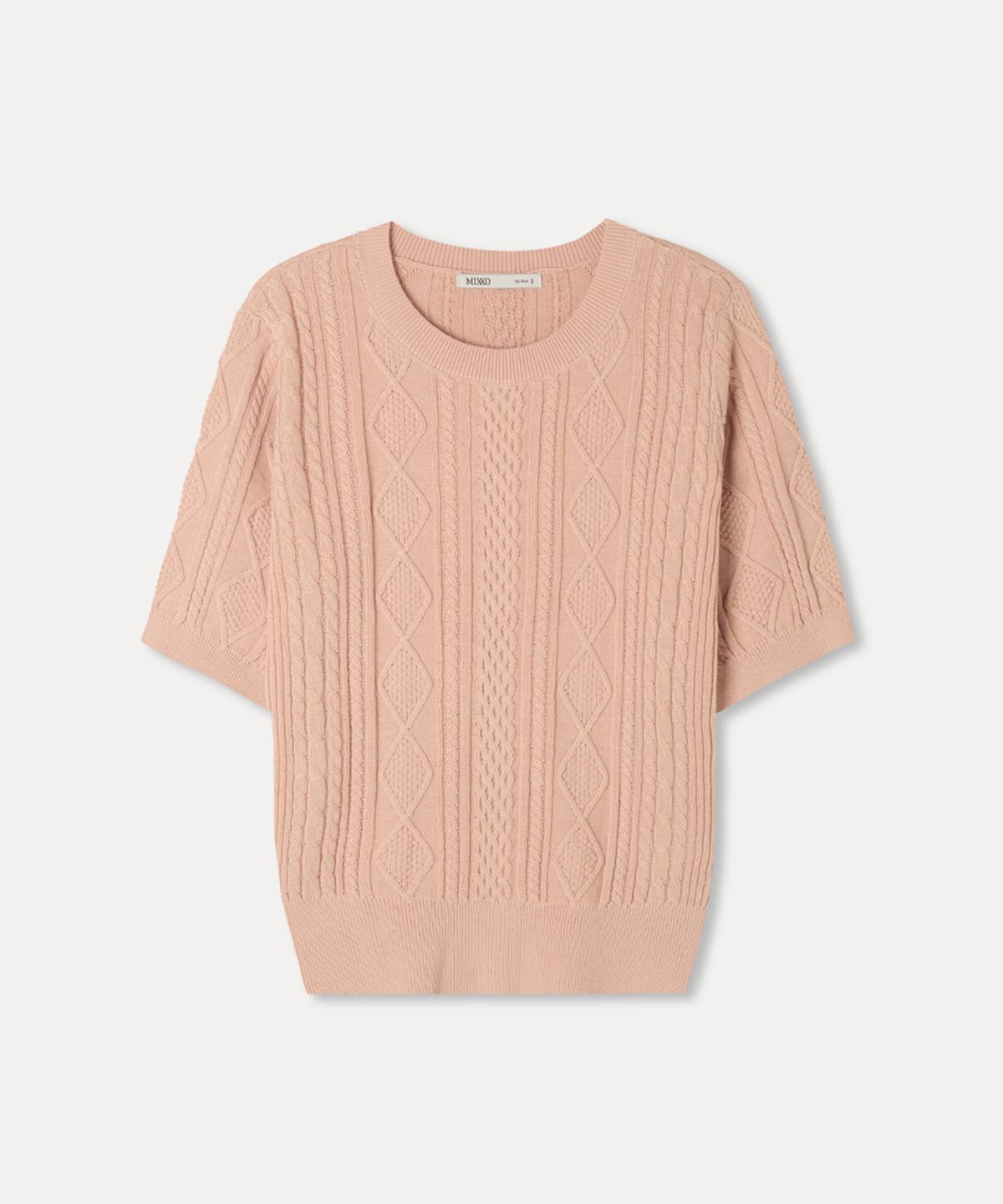 미쏘(MIXXO) 케이블 반팔 풀오버_MIWKAF913T