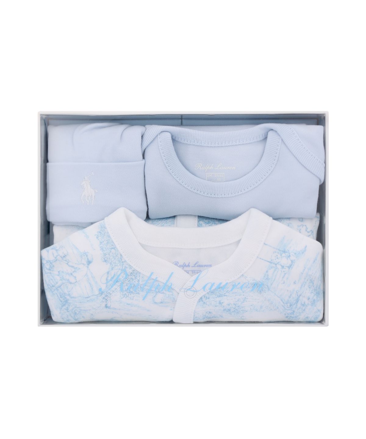 폴로 랄프 로렌 칠드런(POLO RALPH LAUREN CHILDREN) 투알 코튼 쓰리피스 기프트 세트-블루