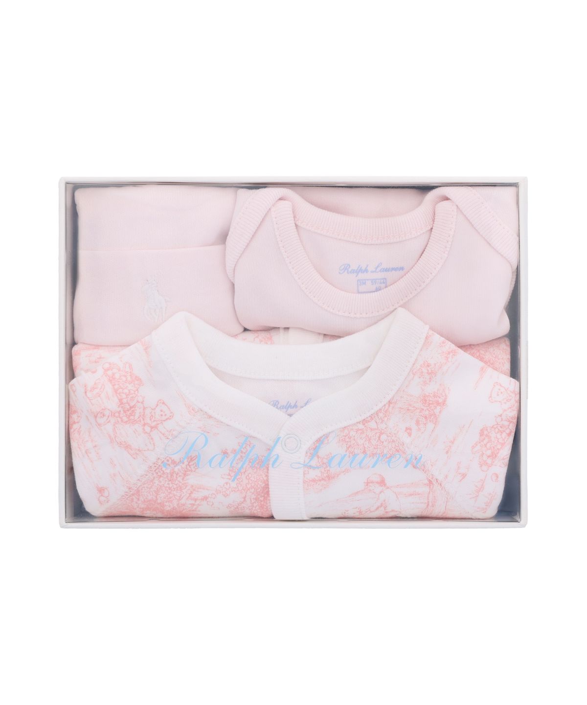 폴로 랄프 로렌 칠드런(POLO RALPH LAUREN CHILDREN) 투알 코튼 쓰리피스 기프트 세트-핑크
