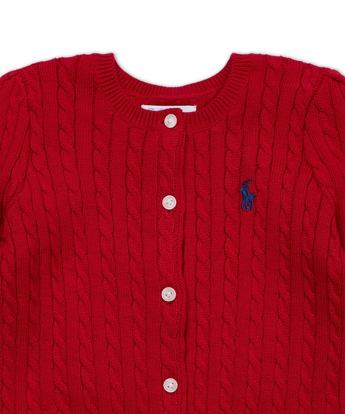 폴로 랄프 로렌 칠드런(POLO RALPH LAUREN CHILDREN) 미니 케이블 코튼 카디건-레드