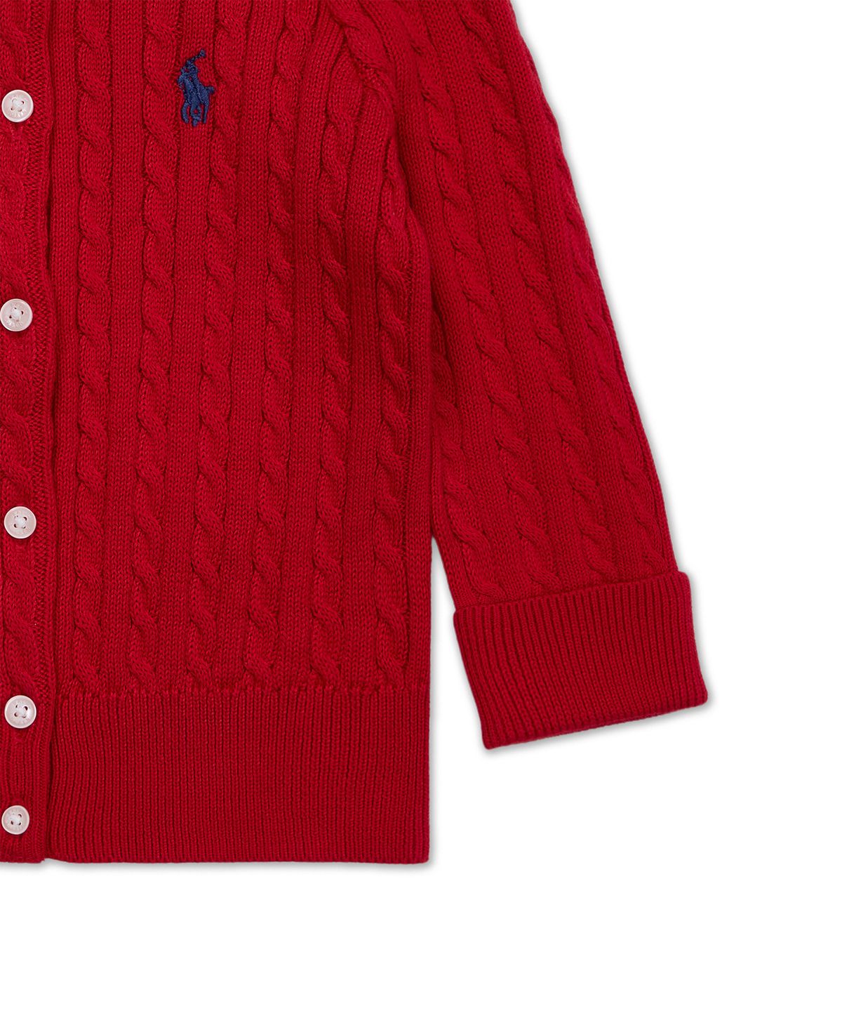 폴로 랄프 로렌 칠드런(POLO RALPH LAUREN CHILDREN) 미니 케이블 코튼 카디건-레드