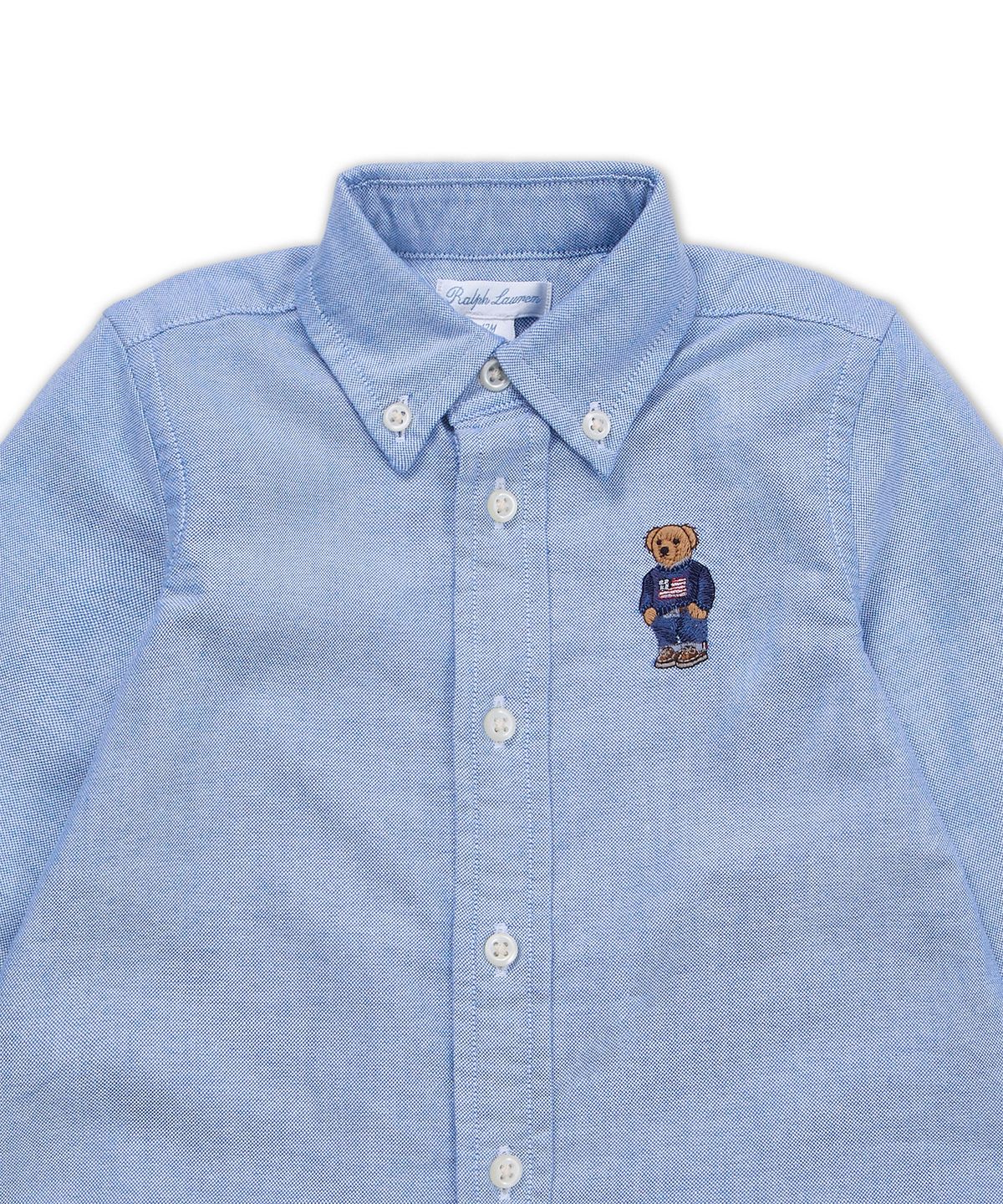 폴로 랄프 로렌 칠드런(POLO RALPH LAUREN CHILDREN) 폴로 베어 코튼 옥스포드 셔츠-블루