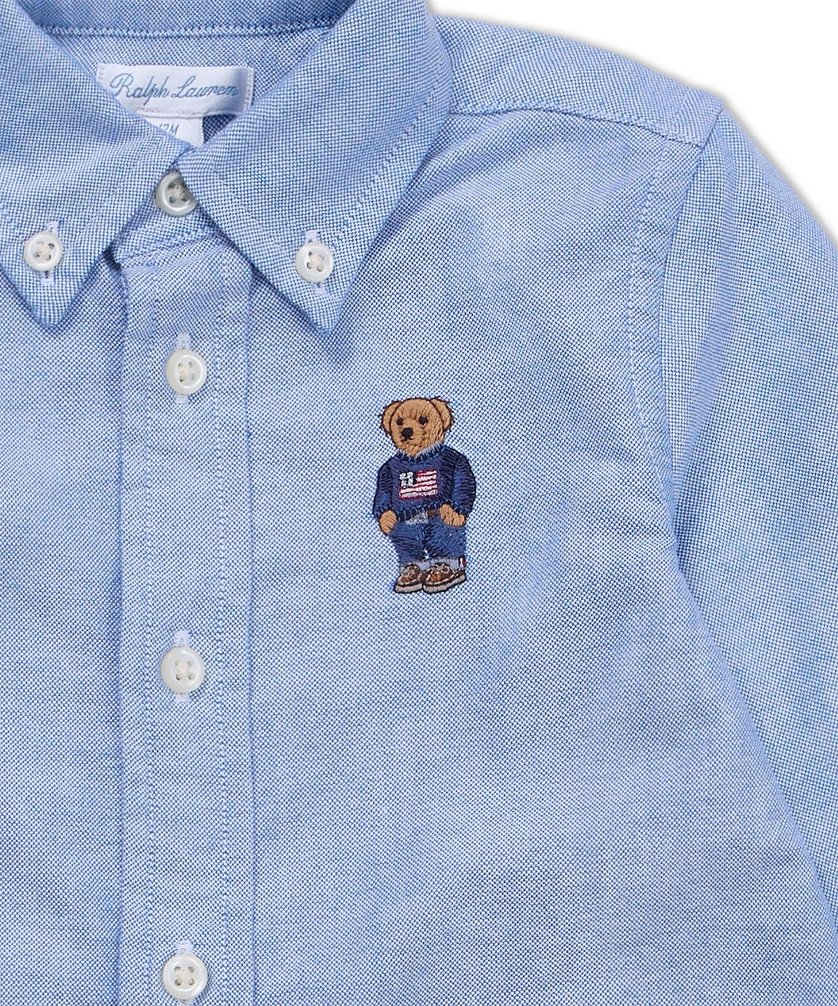 폴로 랄프 로렌 칠드런(POLO RALPH LAUREN CHILDREN) 폴로 베어 코튼 옥스포드 셔츠-블루
