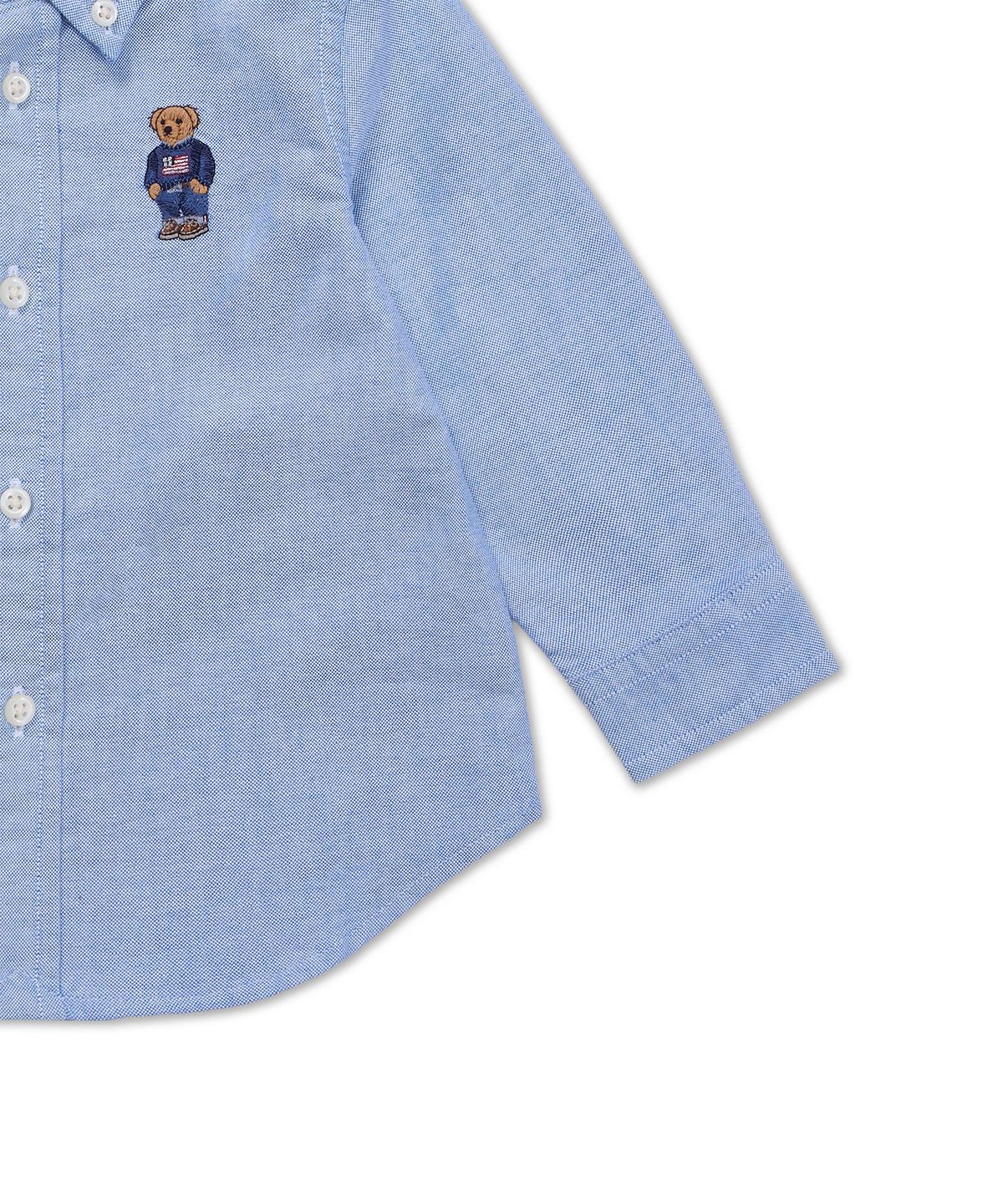 폴로 랄프 로렌 칠드런(POLO RALPH LAUREN CHILDREN) 폴로 베어 코튼 옥스포드 셔츠-블루