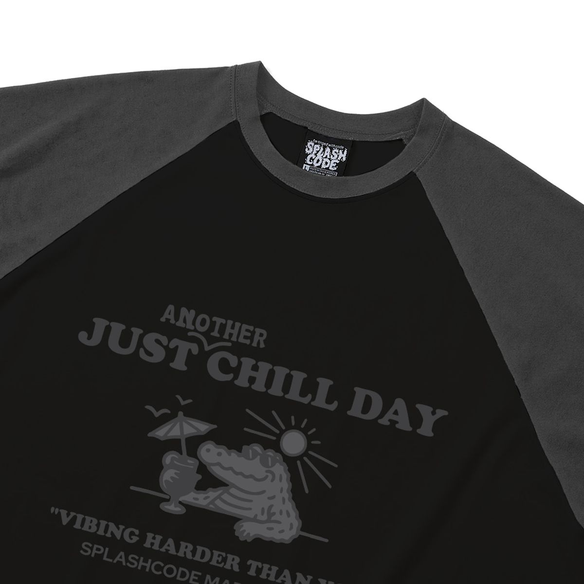 스플래시코드(SPLASHCODE) 래글런 롱슬리브 블랙 - 저스트 칠 데이(Just Chill Day)