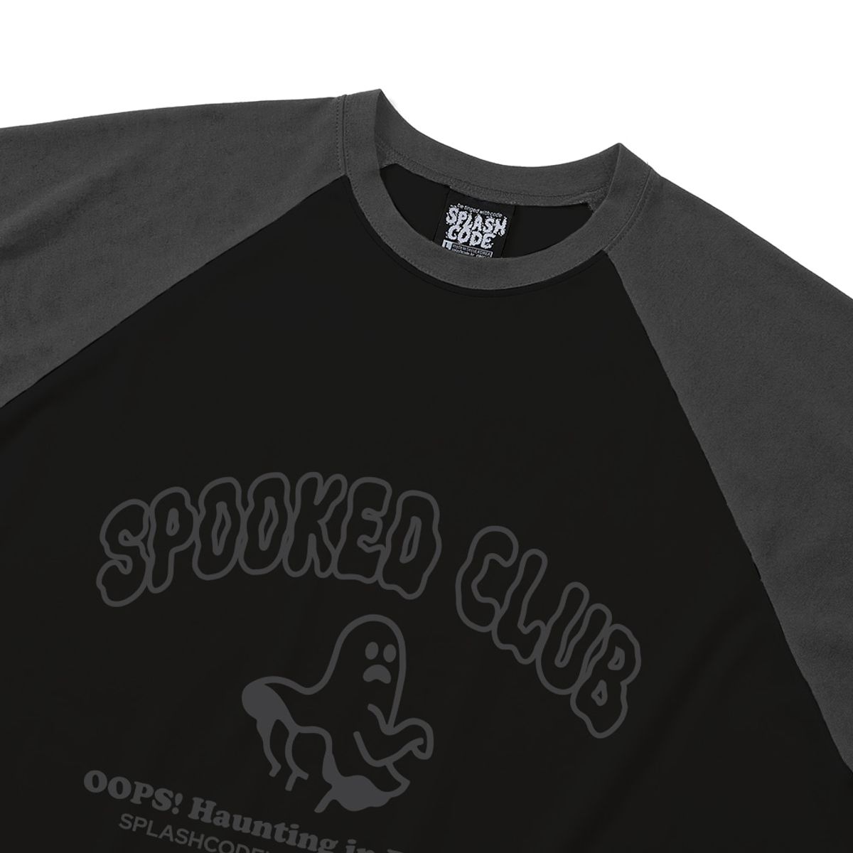 스플래시코드(SPLASHCODE) 래글런 롱슬리브 블랙 - 웁씨 고스트(Oopsy Ghost)