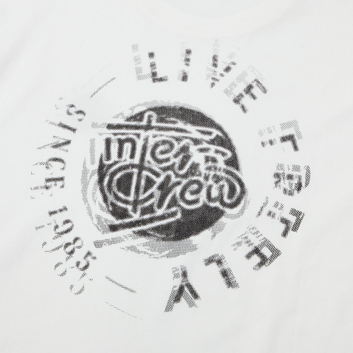 인터크루(INTERCREW) 뉴 로고 망점 프린트 쭉티 O화이트 ITZ3TR01AOH