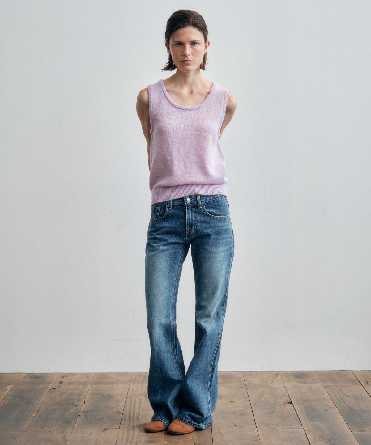 씨타(CITTA) Center Press Washed Flared Denim Pants_CTD422(Medium Blue)