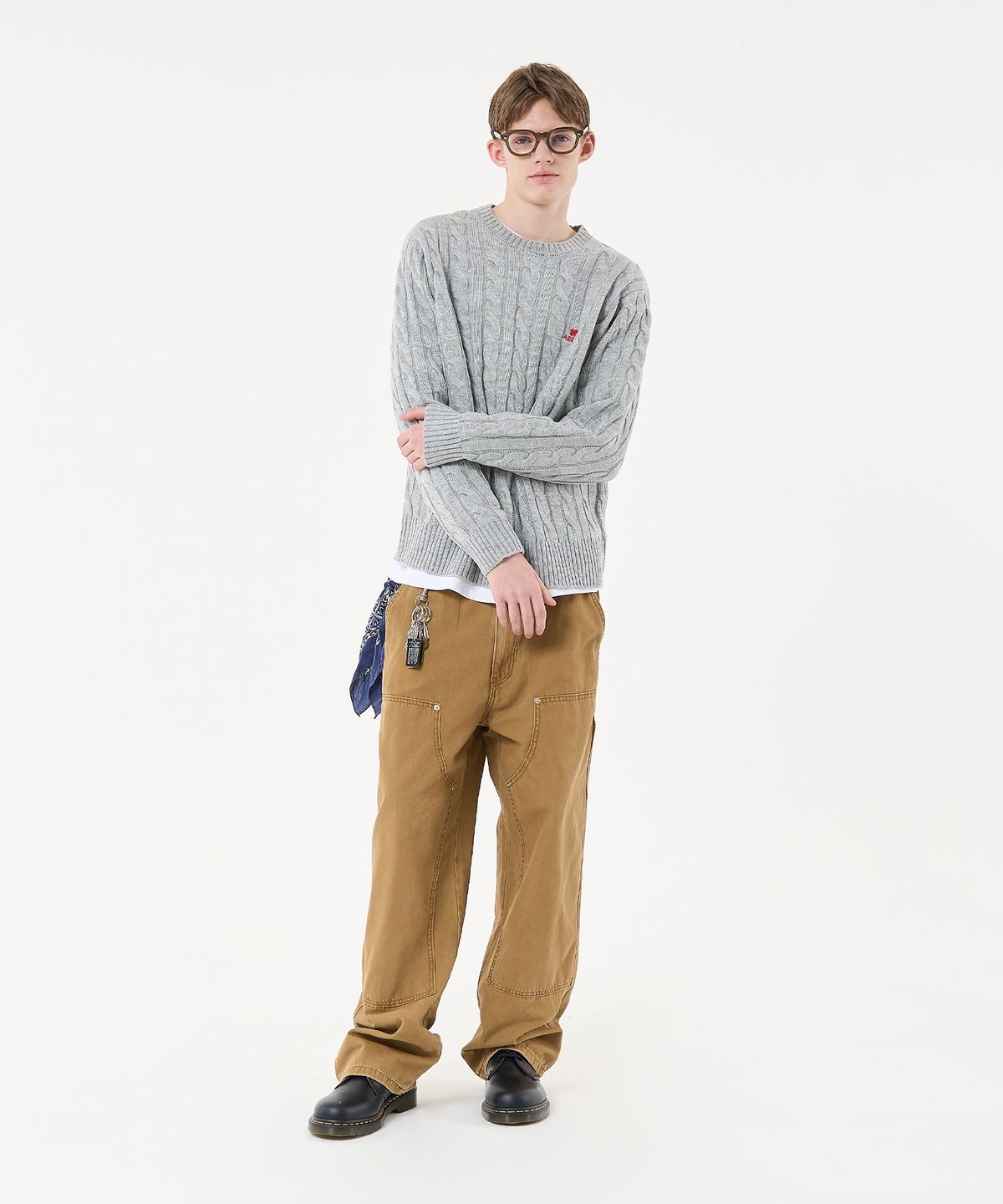 에이카화이트(AECA) AECA CLOVER CASUAL CABLE KNIT-GREY