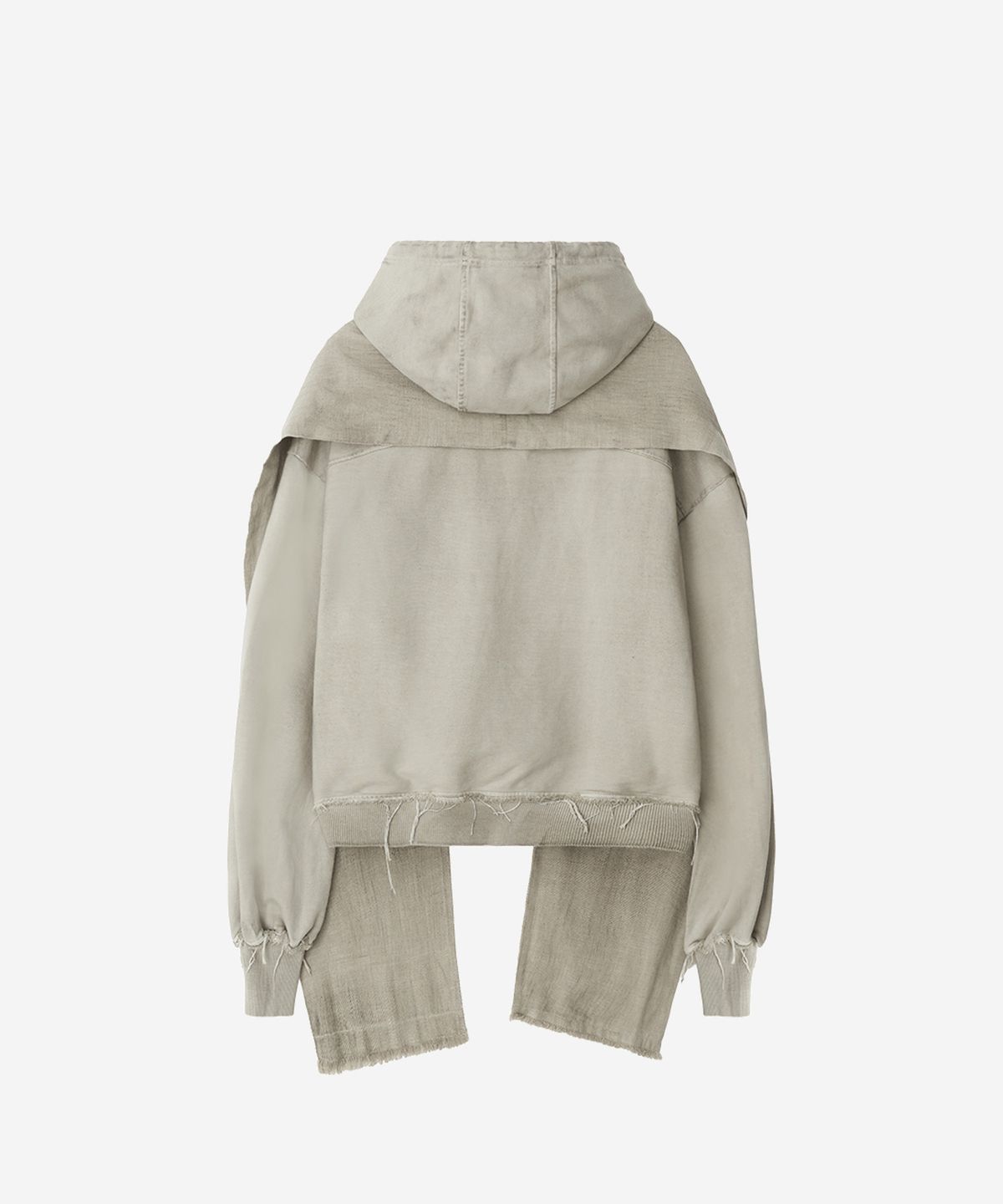 비엘알(BLR) Dyed Raw-edged Hoodie with Linen Muffler Ivory