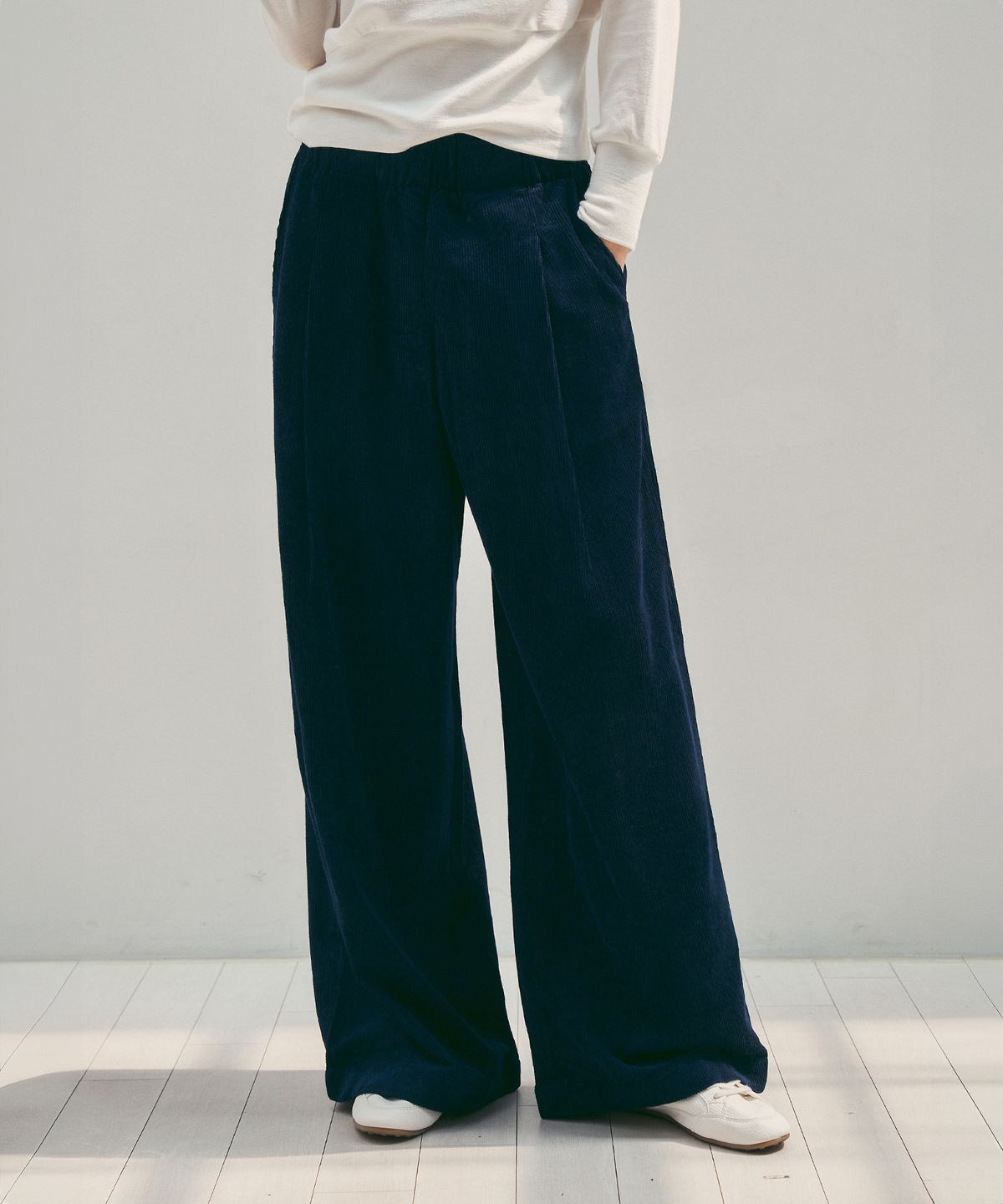 씨타(CITTA) Wool Blend Wide Banding Corduroy Pants_CTB551(Navy)