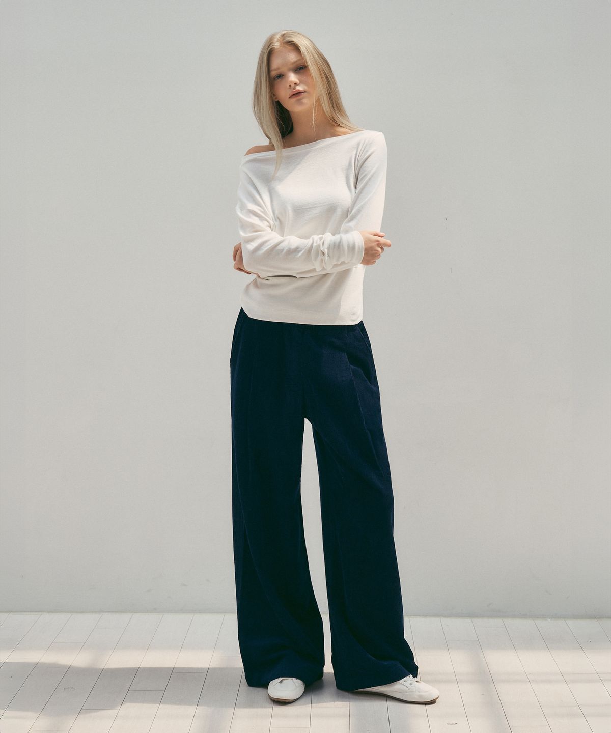 씨타(CITTA) Wool Blend Wide Banding Corduroy Pants_CTB551(Navy)