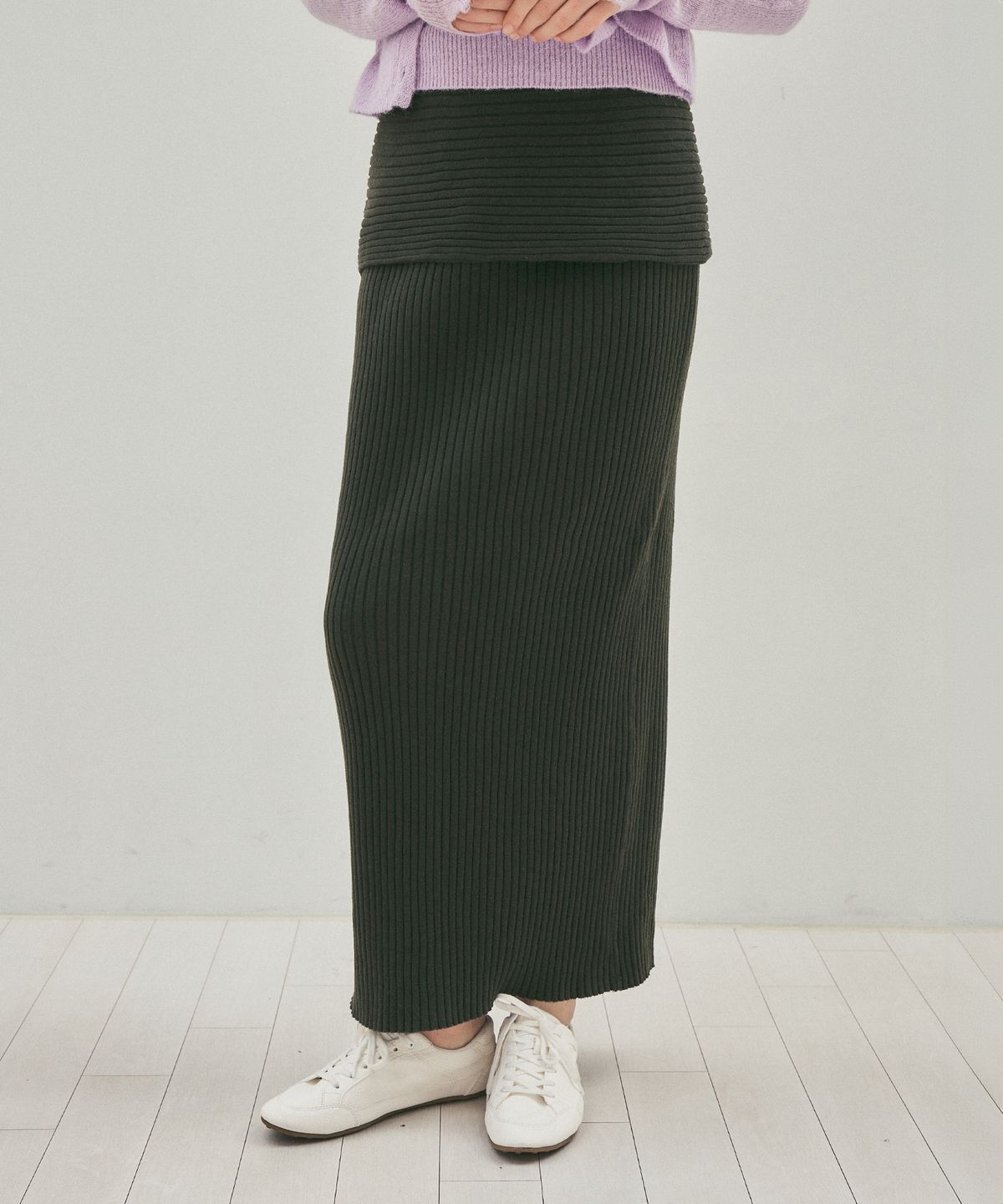 씨타(CITTA) Every Day Comfort Knit Long Skirt_CTS622(Khaki)