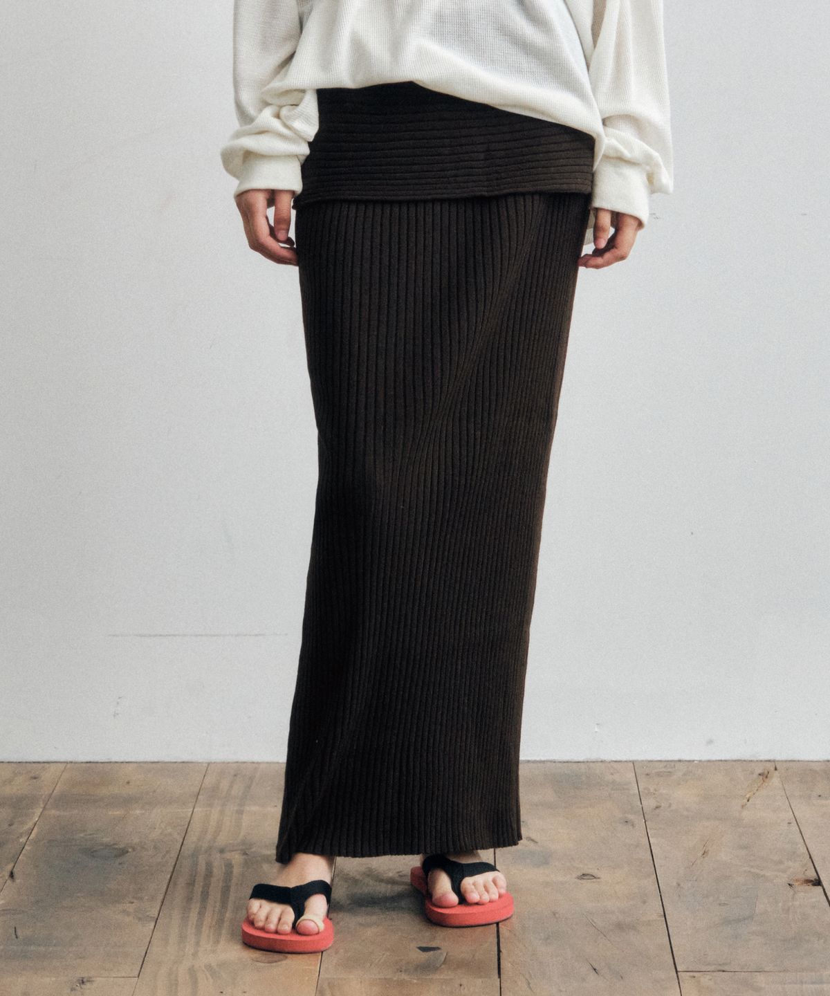 씨타(CITTA) Every Day Comfort Knit Long Skirt_CTS622(Cocoa)