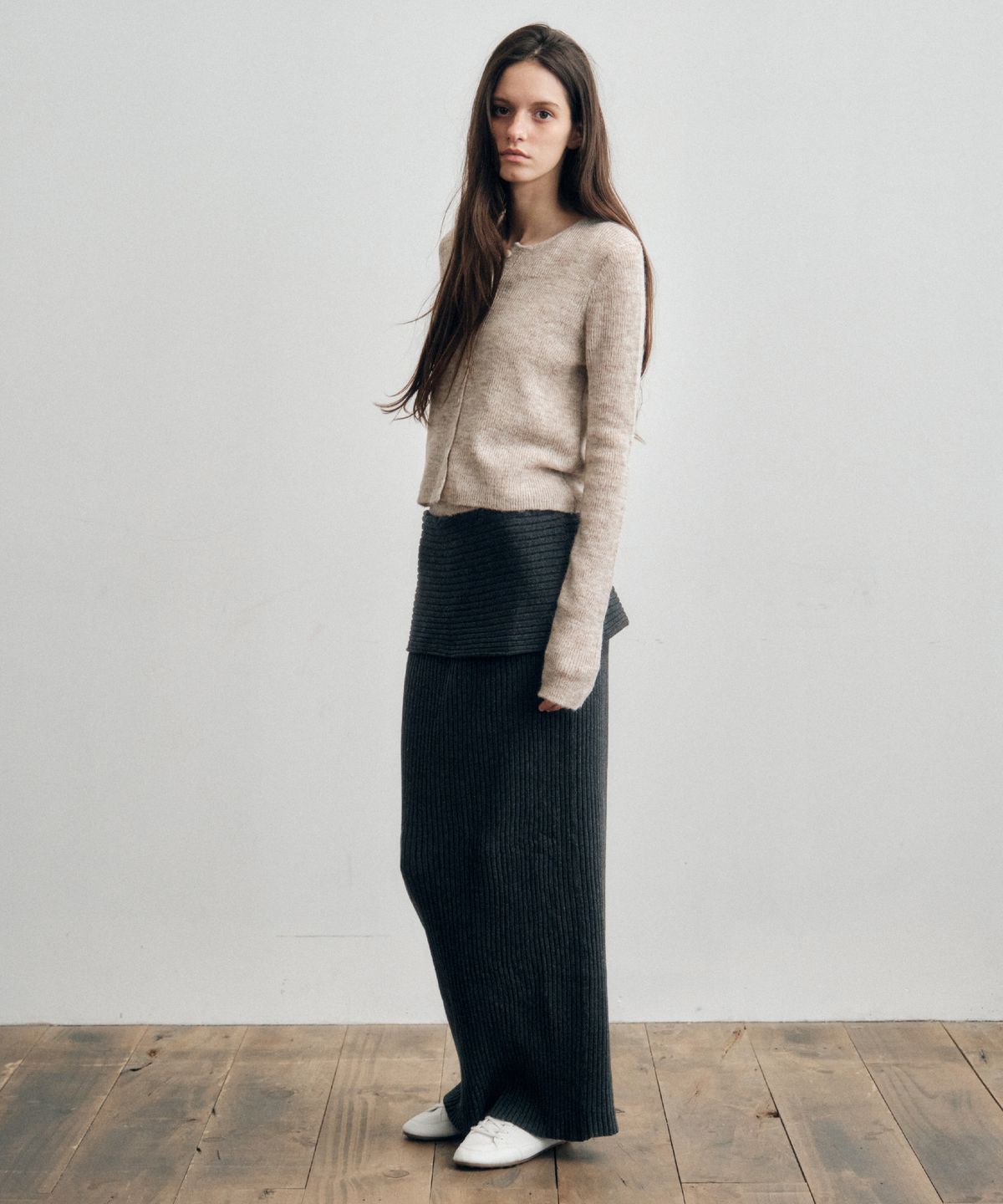 씨타(CITTA) Every Day Comfort Knit Long Skirt_CTS622(Charcoal)