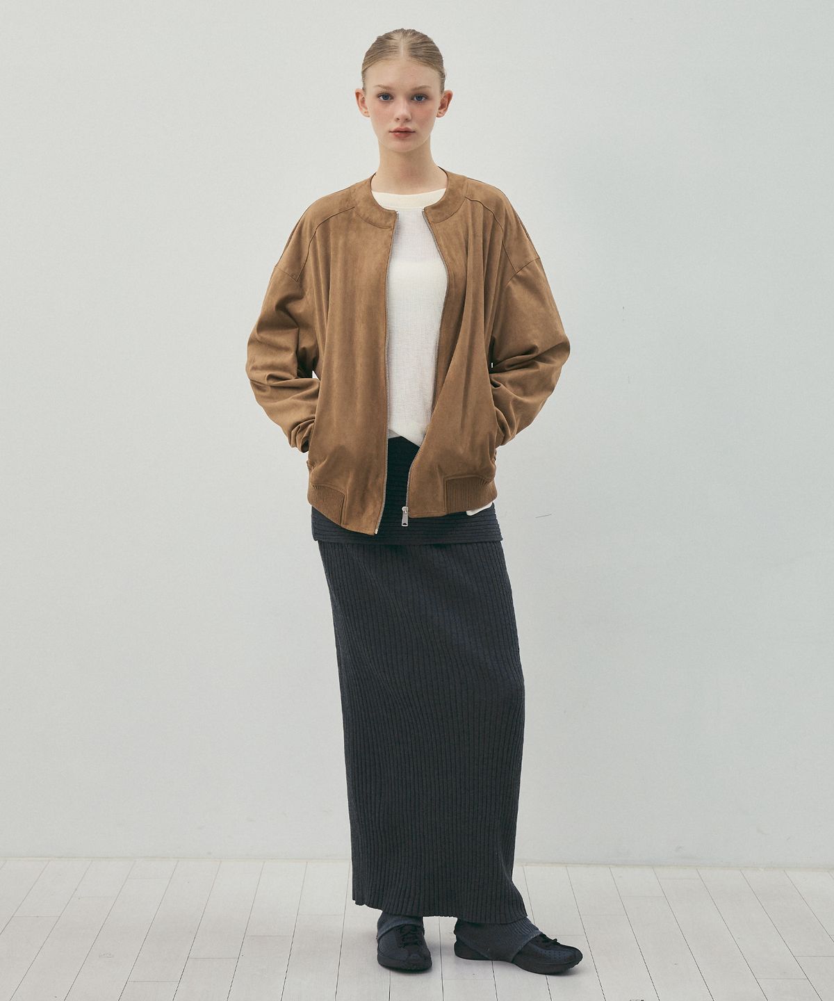 씨타(CITTA) Every Day Comfort Knit Long Skirt_CTS622(Charcoal)